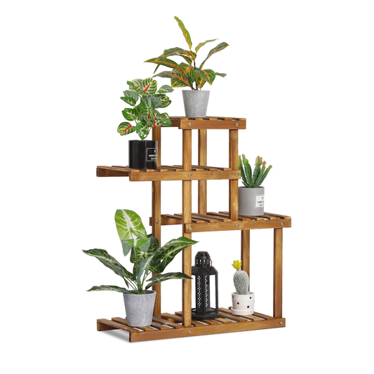 Flower Plant Stand Display Shelf - 5 Potted Plant Holder - Carbonized