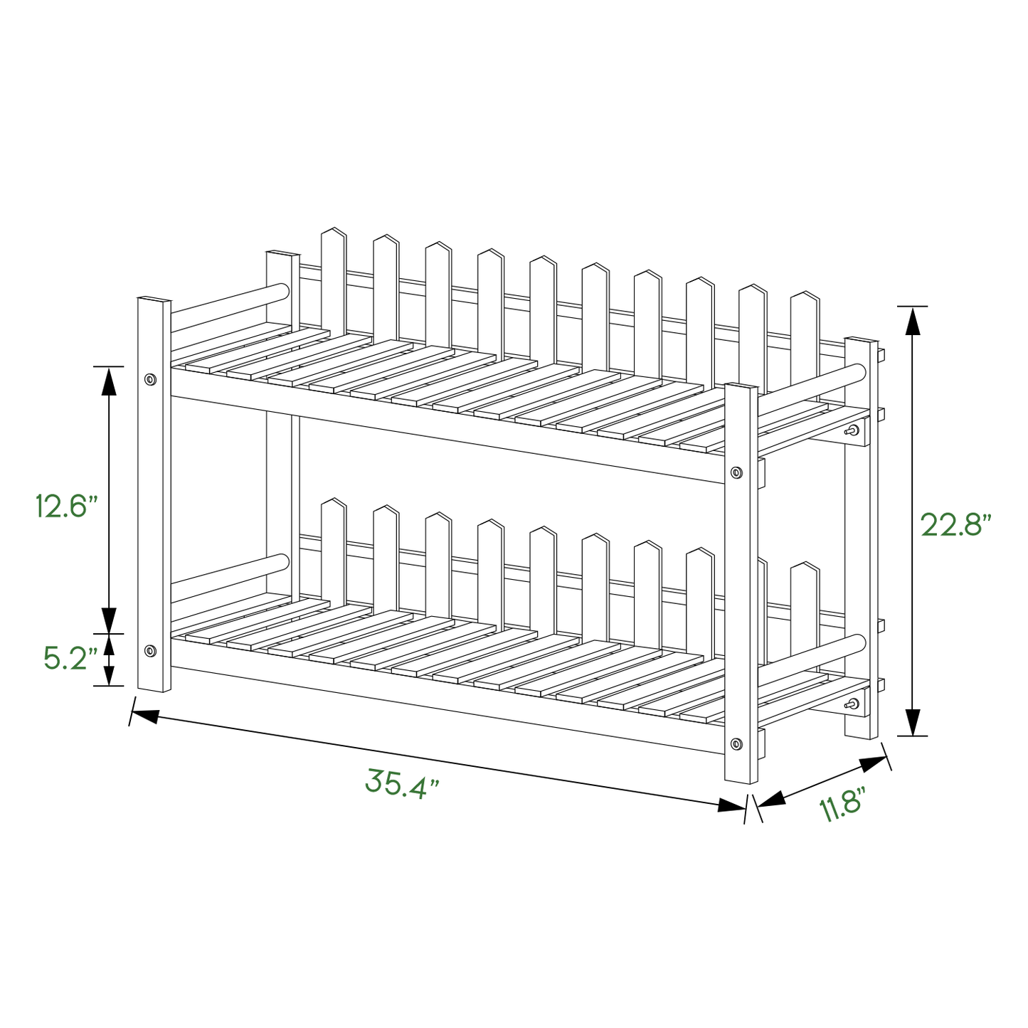 Flower Plant Stand Display Shelf - with Fence - 2 Tier - Carbonized