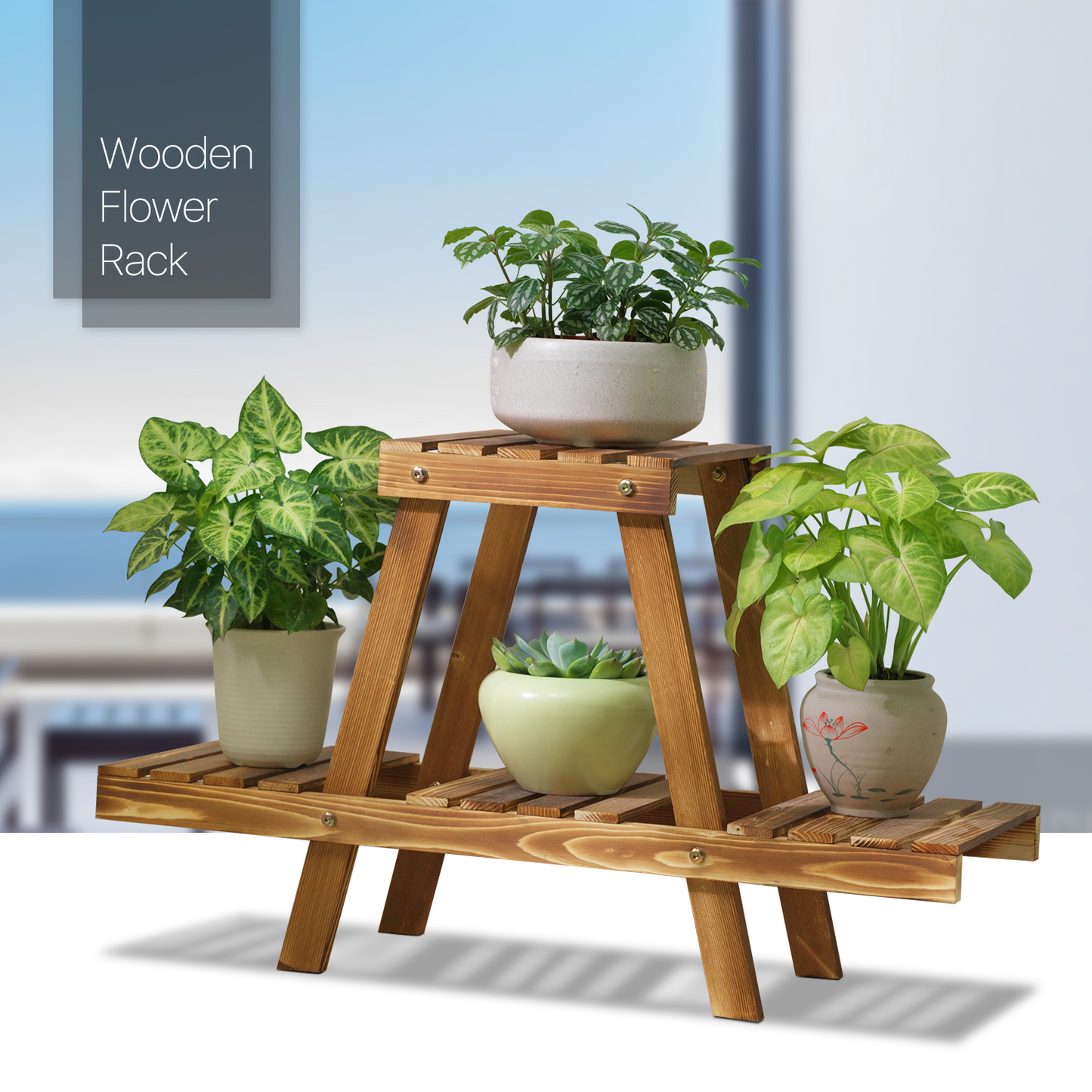 Garden Flower Plant Display Shelf - "A" Scale Style - Carbonized