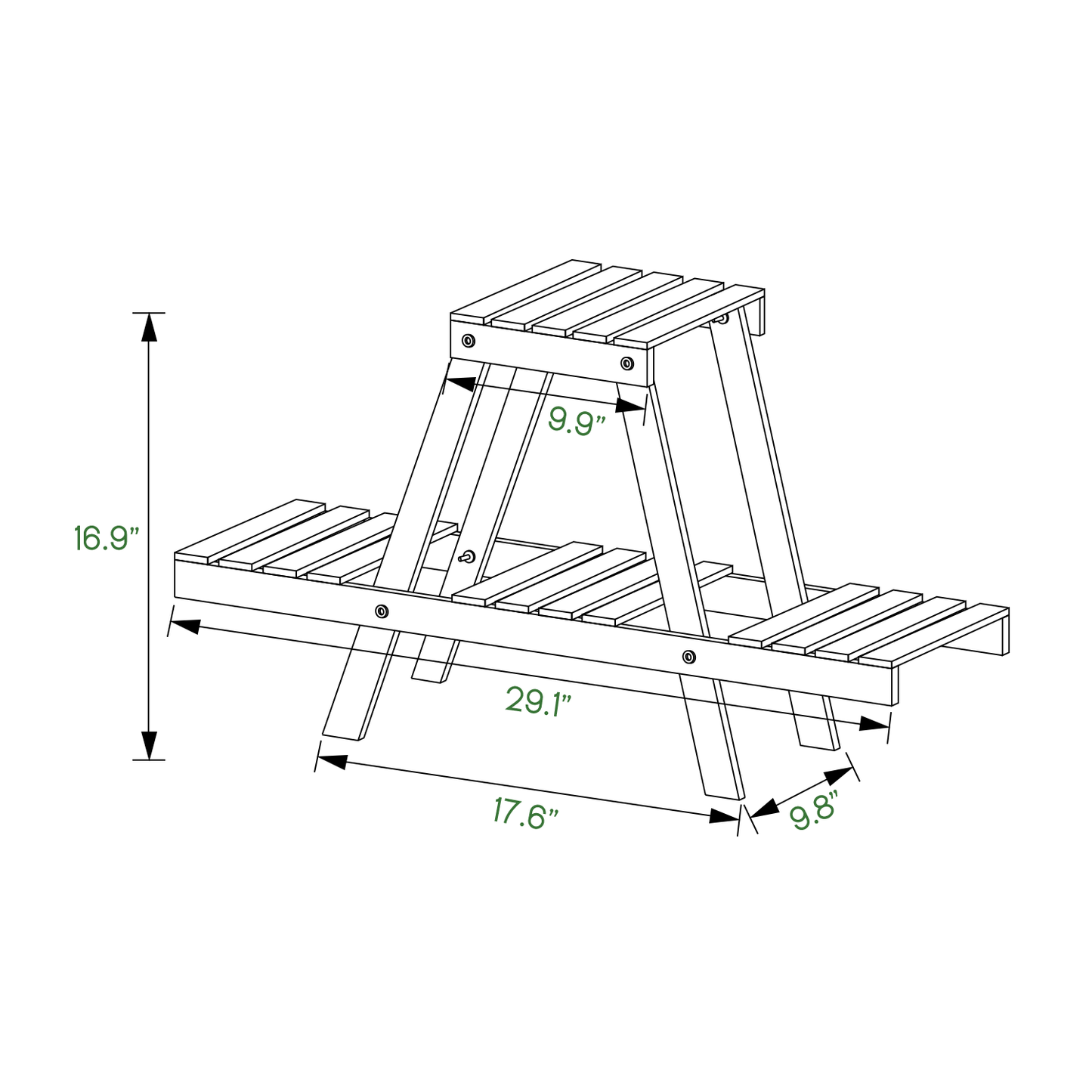 Garden Flower Plant Display Shelf - "A" Scale Style - Carbonized