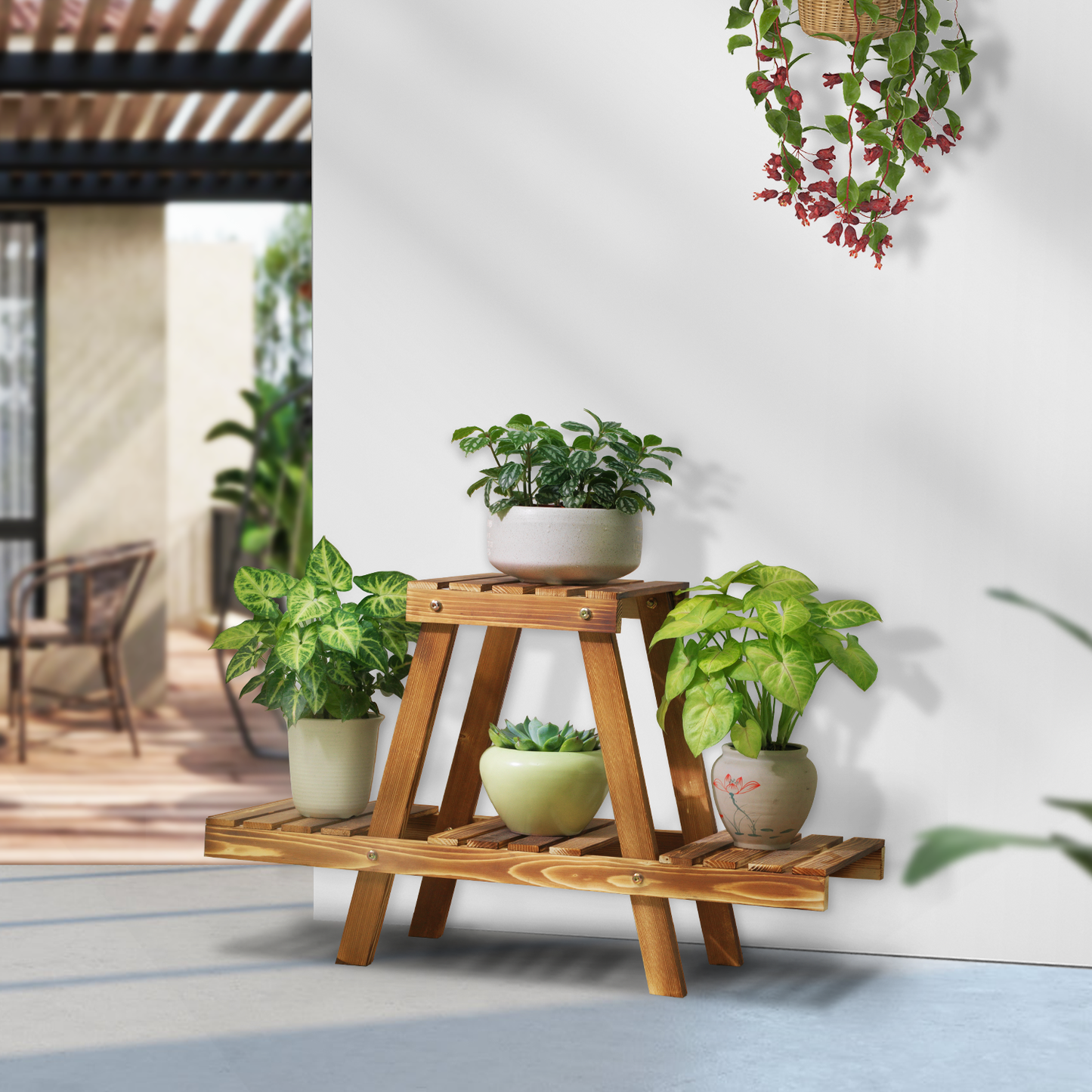 Garden Flower Plant Display Shelf - "A" Scale Style - Carbonized