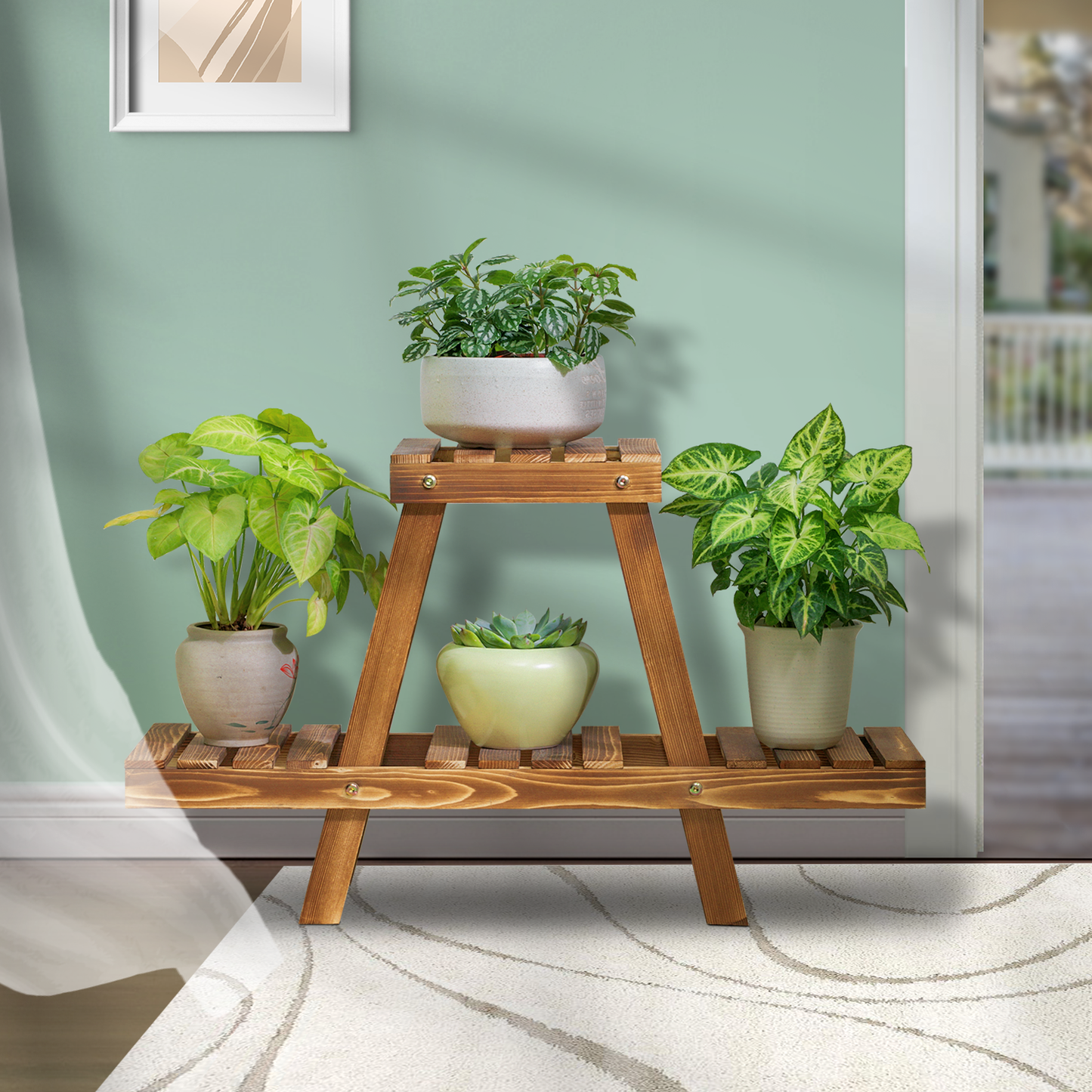 Garden Flower Plant Display Shelf - "A" Scale Style - Carbonized