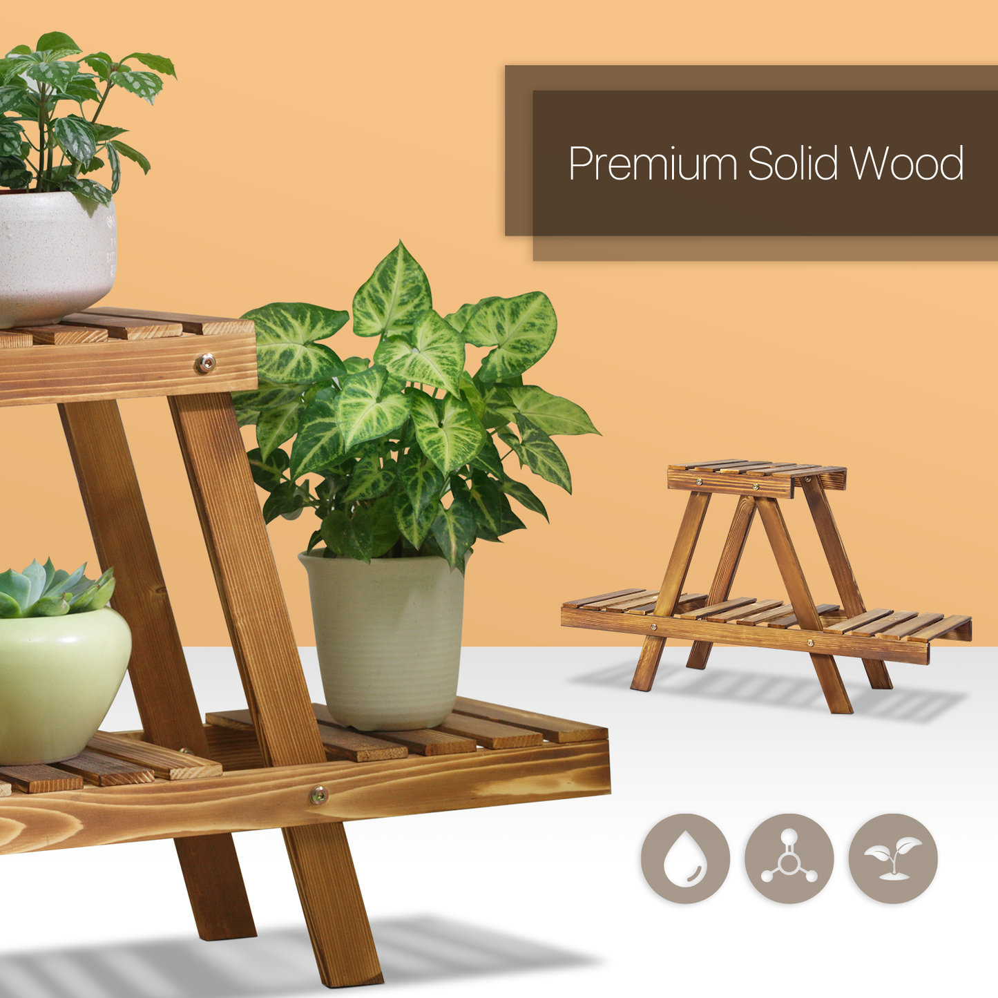 Garden Flower Plant Display Shelf - "A" Scale Style - Carbonized