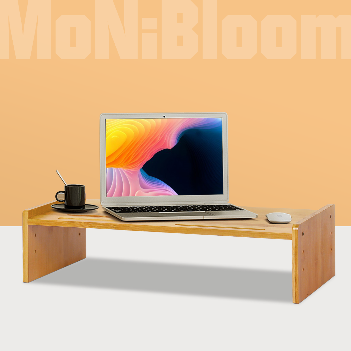 Computer Monitor Screen Riser Support Stand - Adjustable Height - Natural