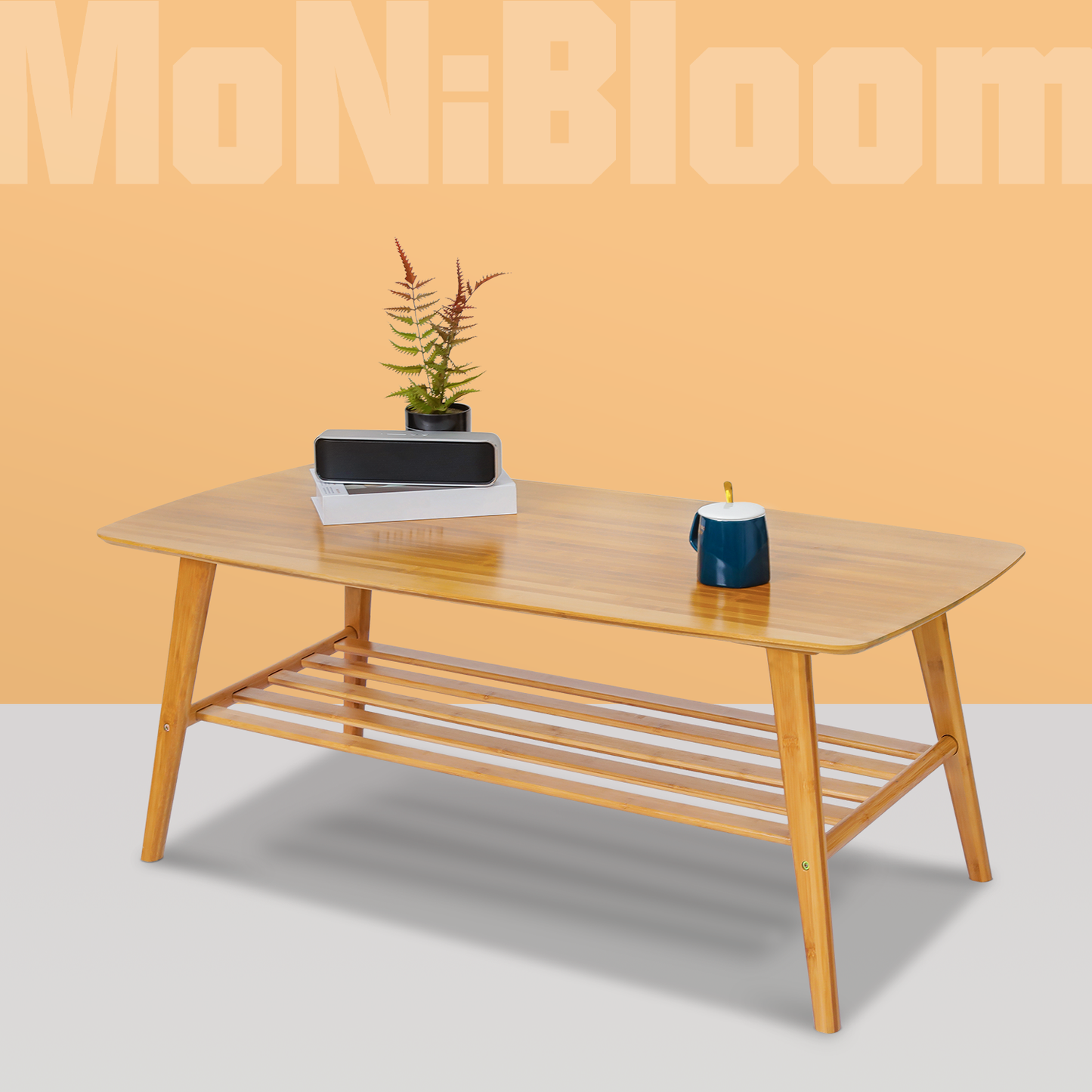 Rectangular Dual Tier Coffee Table - 2 Tiers 39.3", Natural