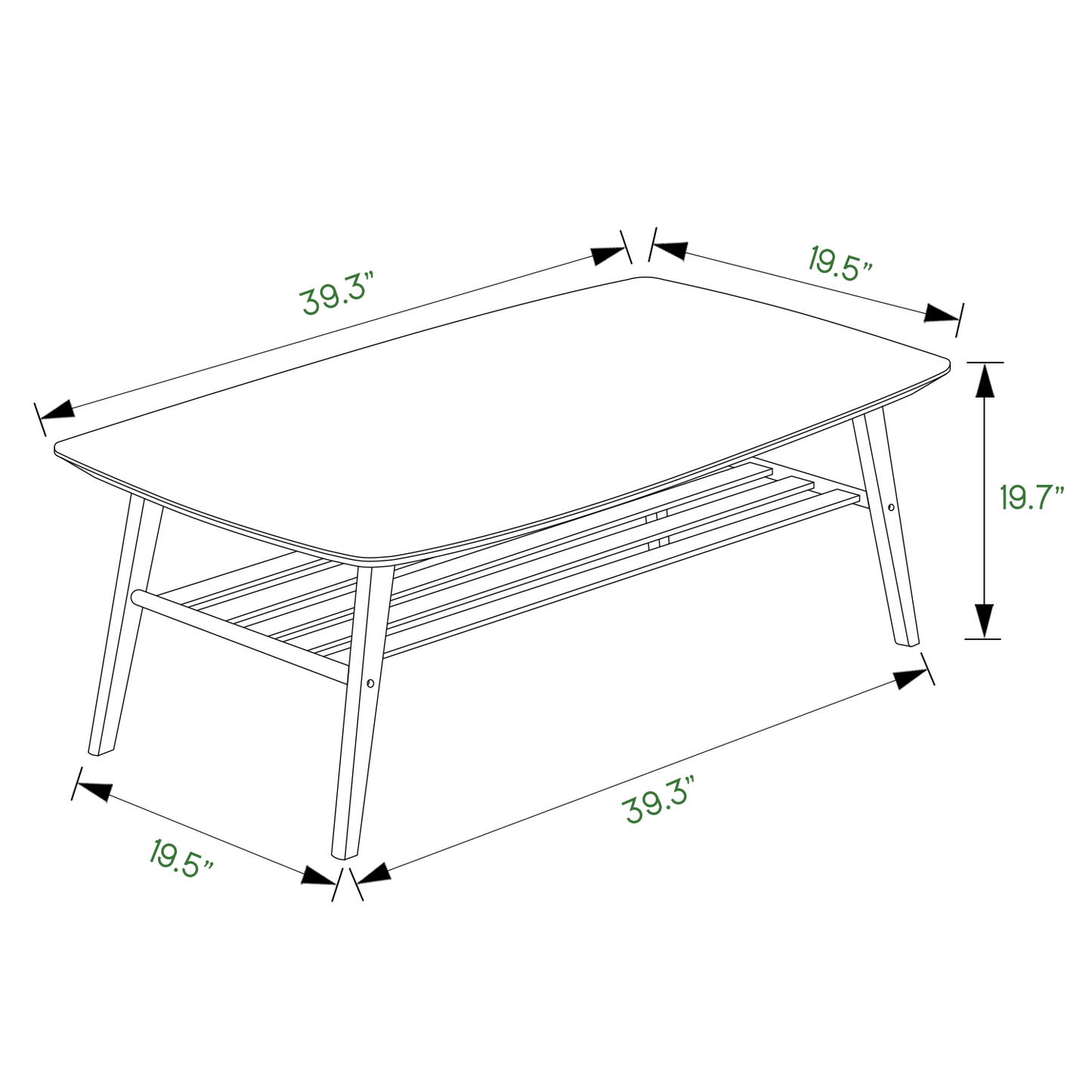 Rectangular Dual Tier Coffee Table - 2 Tiers 39.3", Natural