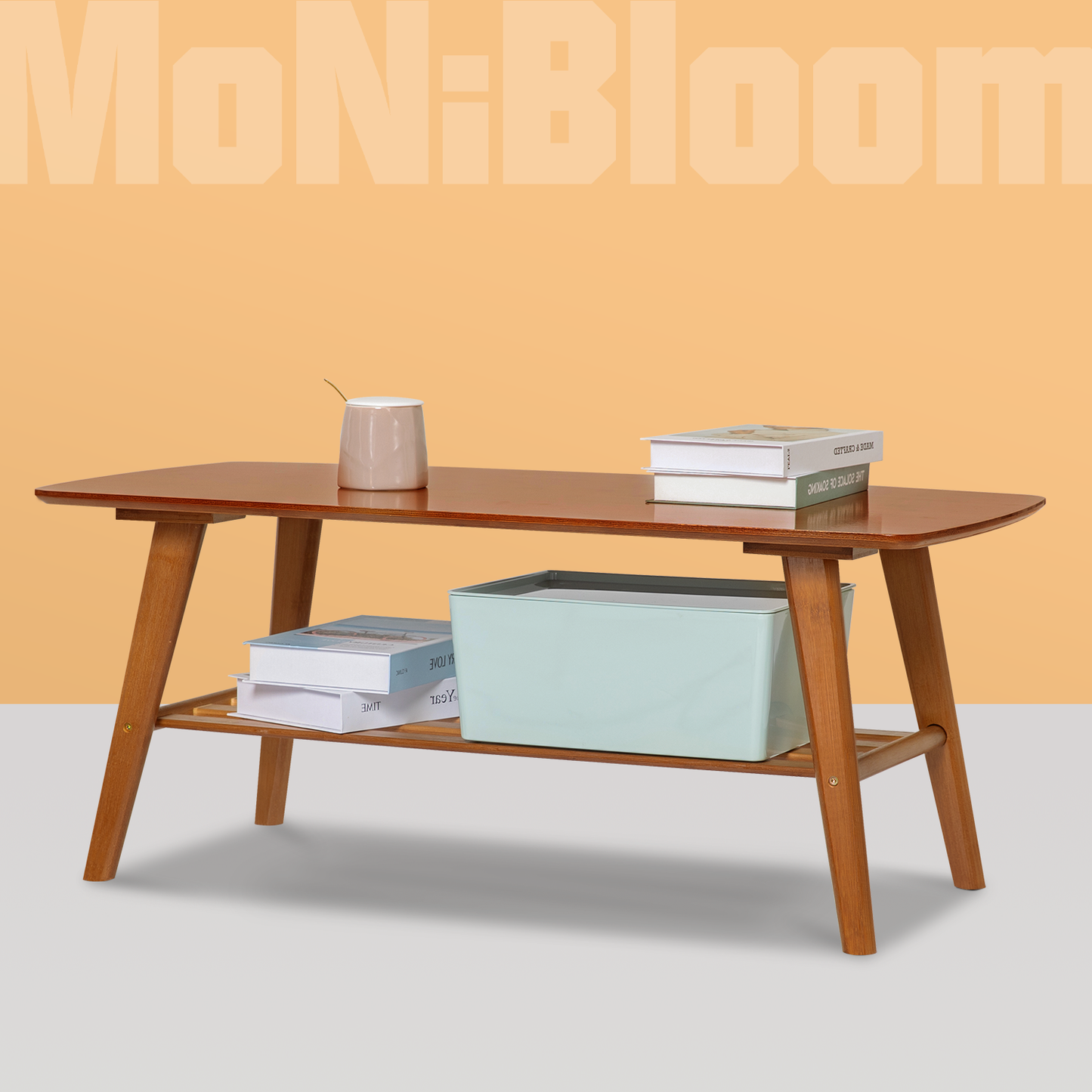 Rectangular Dual Tier Coffee Table - 2 Tiers 39.3", Brown