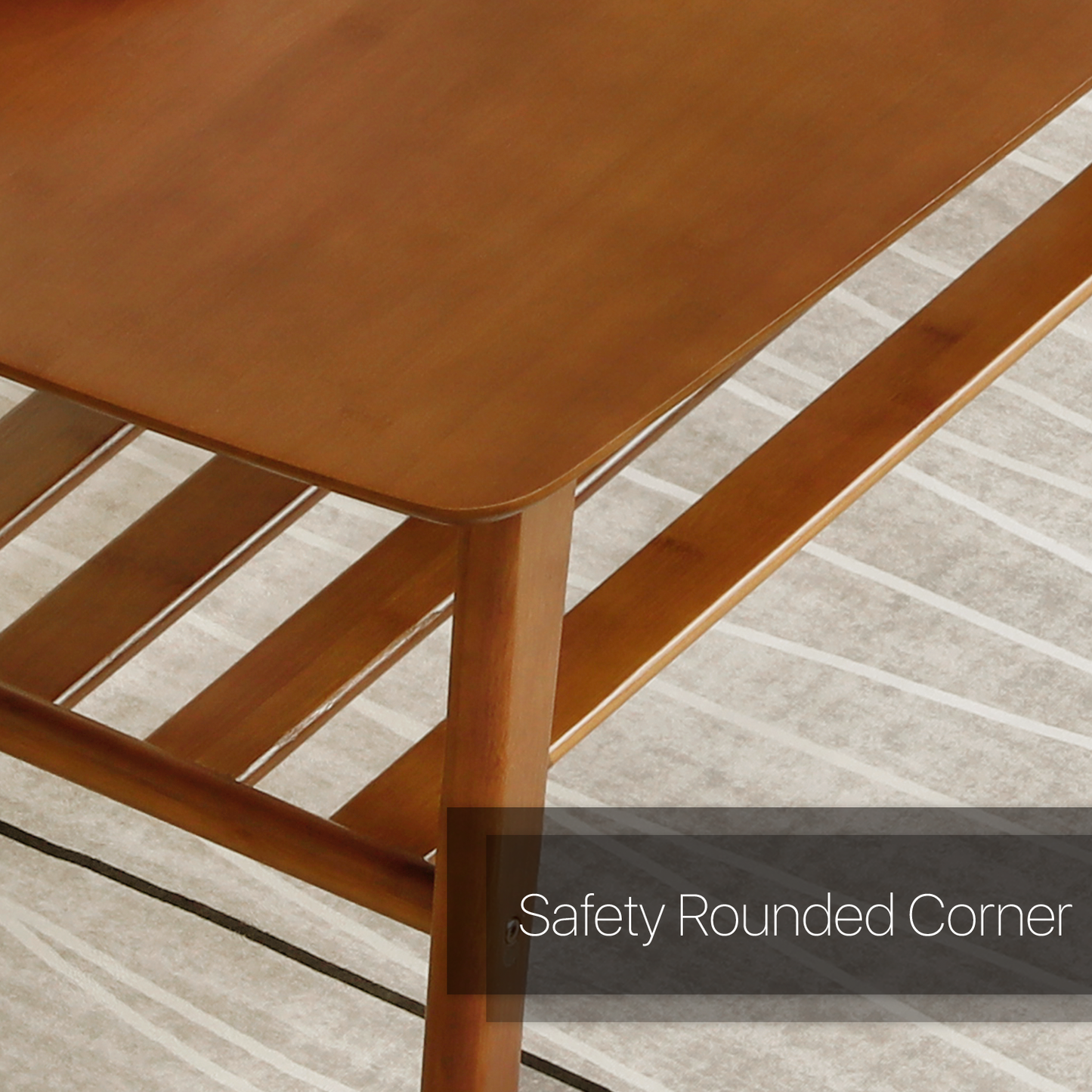 Rectangular Dual Tier Coffee Table - 2 Tiers 39.3", Brown