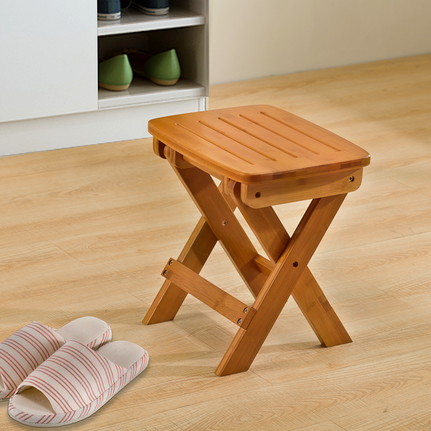 Foldable Step Stool Foot Rest - Brown