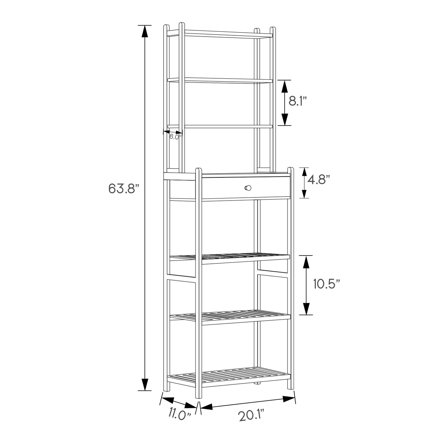 Multi-Functional Kitchen Baker's Rack - 7 Tier - with Drawer - Natural