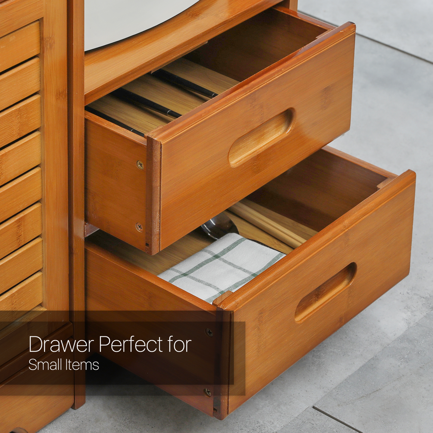 Freestanding Kitchen Cupboard - with Bottom Storage Sideboard & Drawer - 36" - Brown