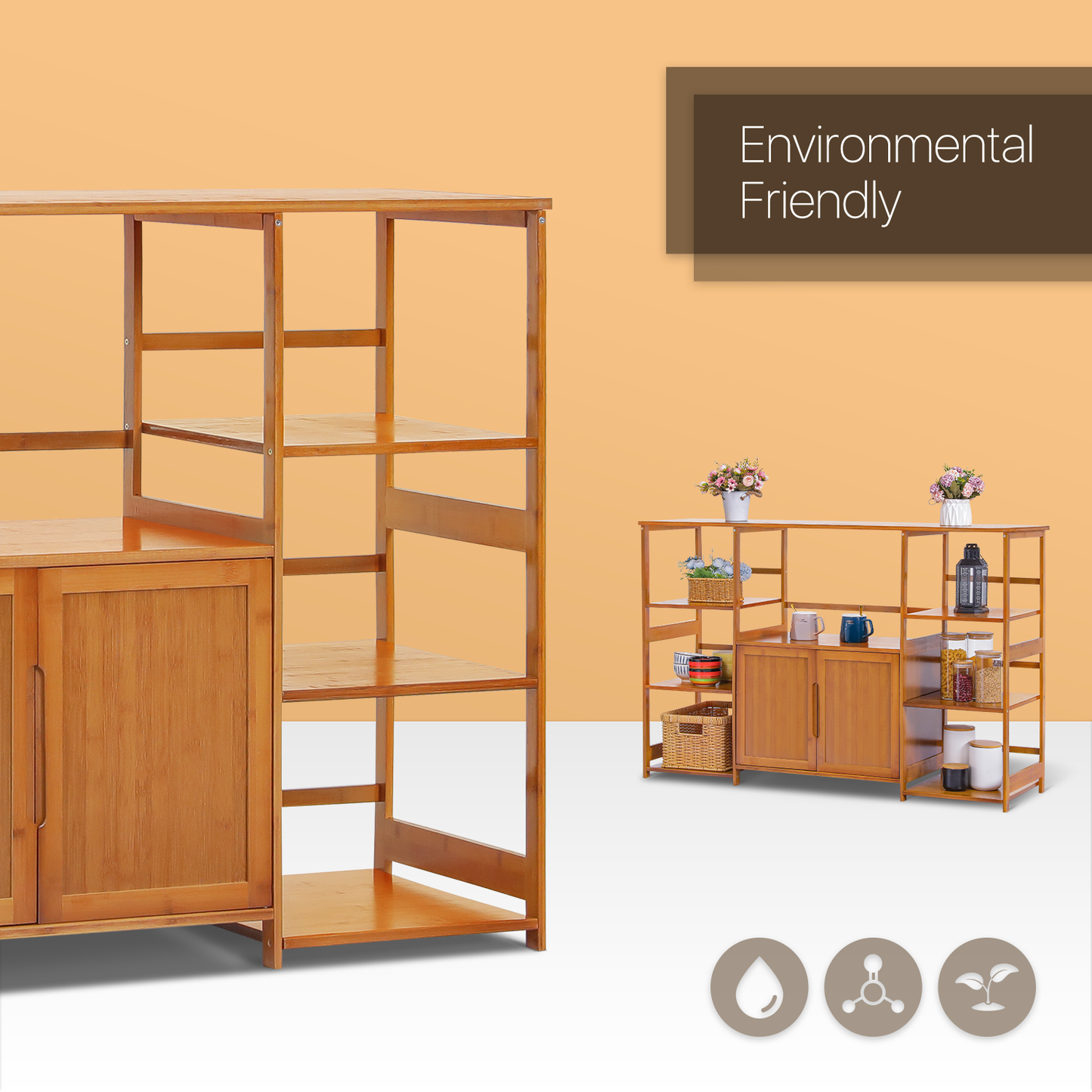 Freestanding Kitchen Cupboard - Bottom Storage Sideboard - 53" - Brown
