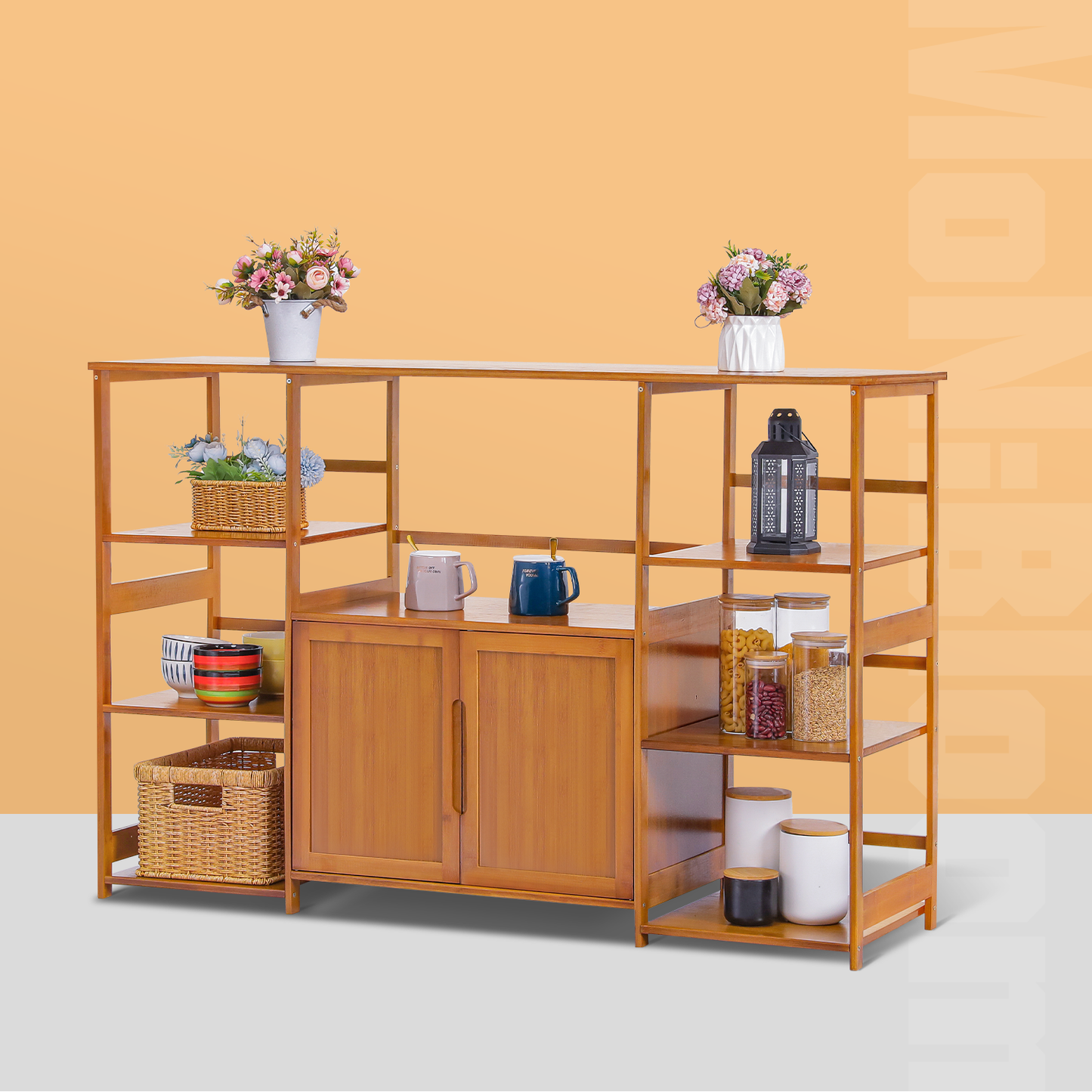 Freestanding Kitchen Cupboard - Bottom Storage Sideboard - 53" - Brown