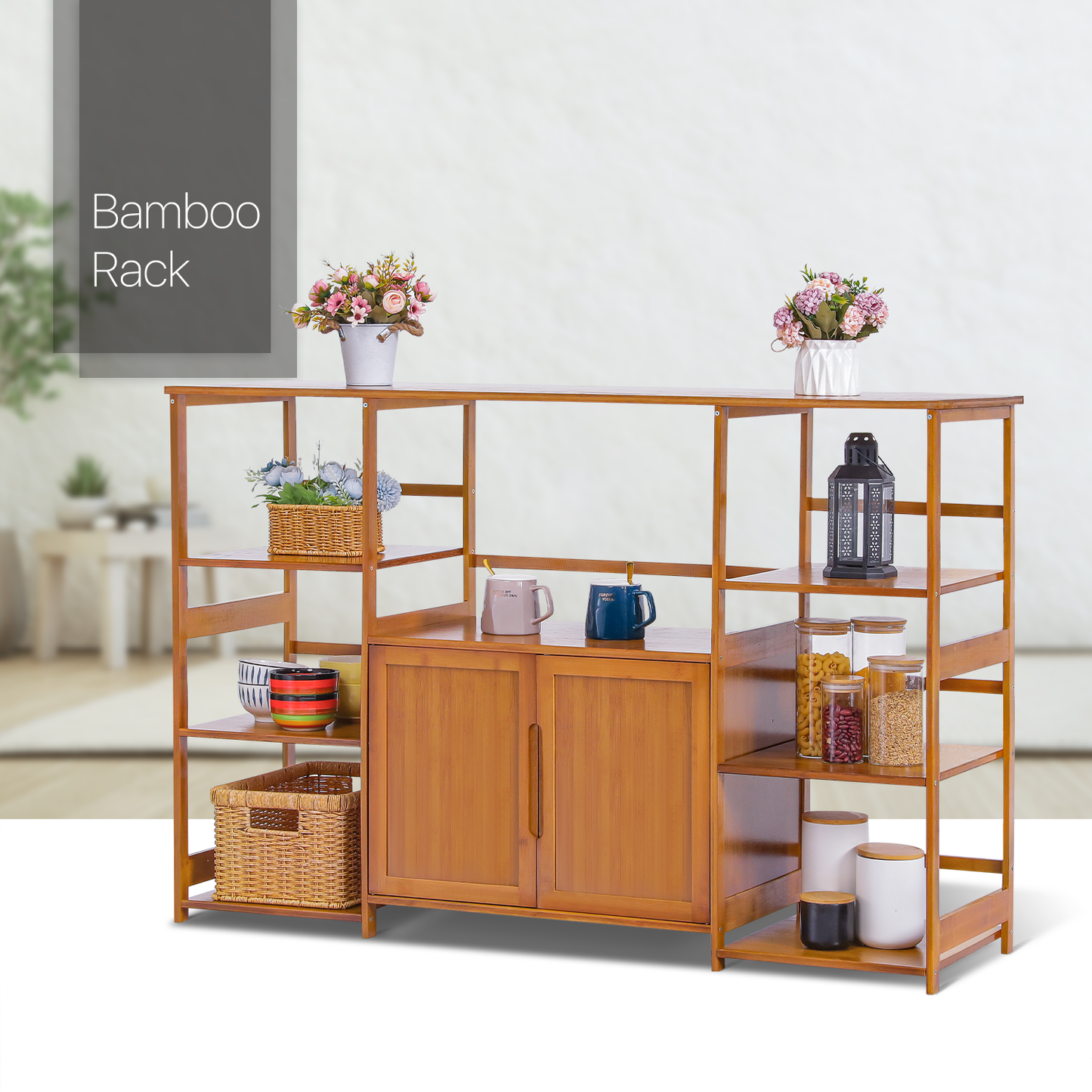 Freestanding Kitchen Cupboard - Bottom Storage Sideboard - 53" - Brown