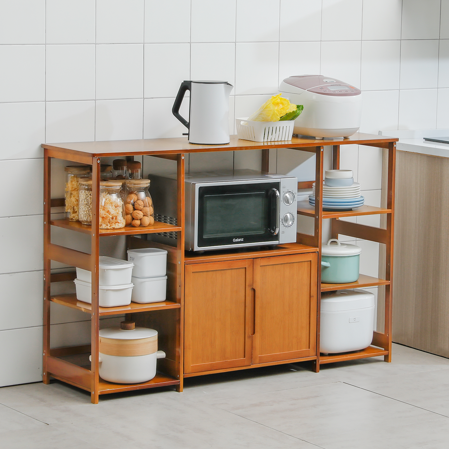 Freestanding Kitchen Cupboard - Bottom Storage Sideboard - 53" - Brown