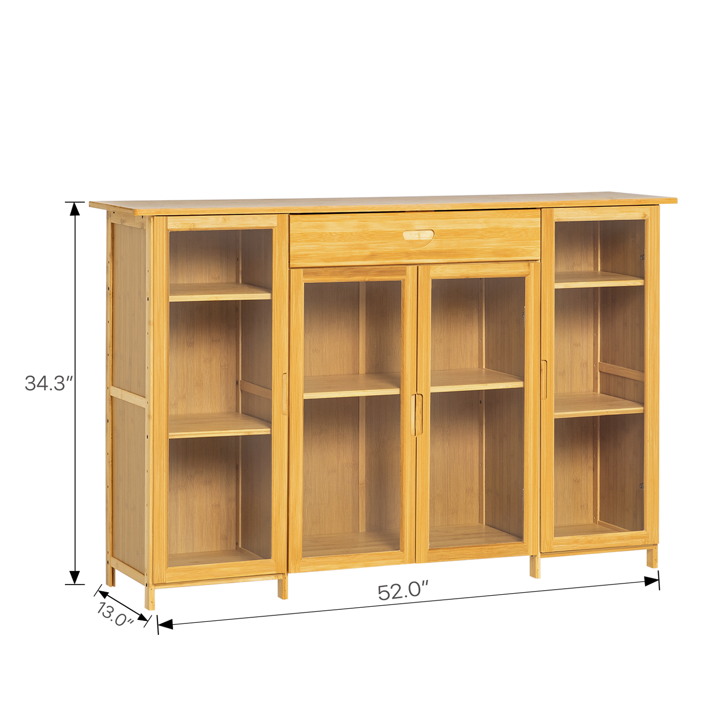 Visible Two-Doors Cupboard w/Drawer - Bamboo/Acrylic - Natural