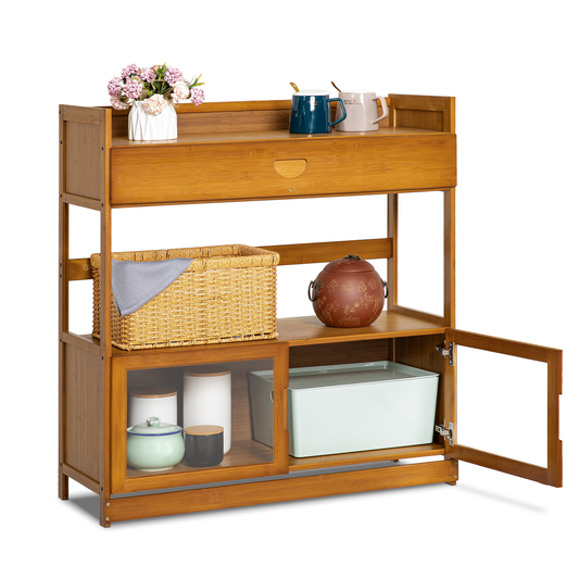 Visible Two-Doors Cupboard w/Drawer - Brown