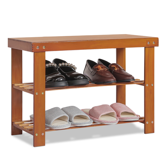Shoe Rack Organizer - Changing Bench - 2 Tier - Brown