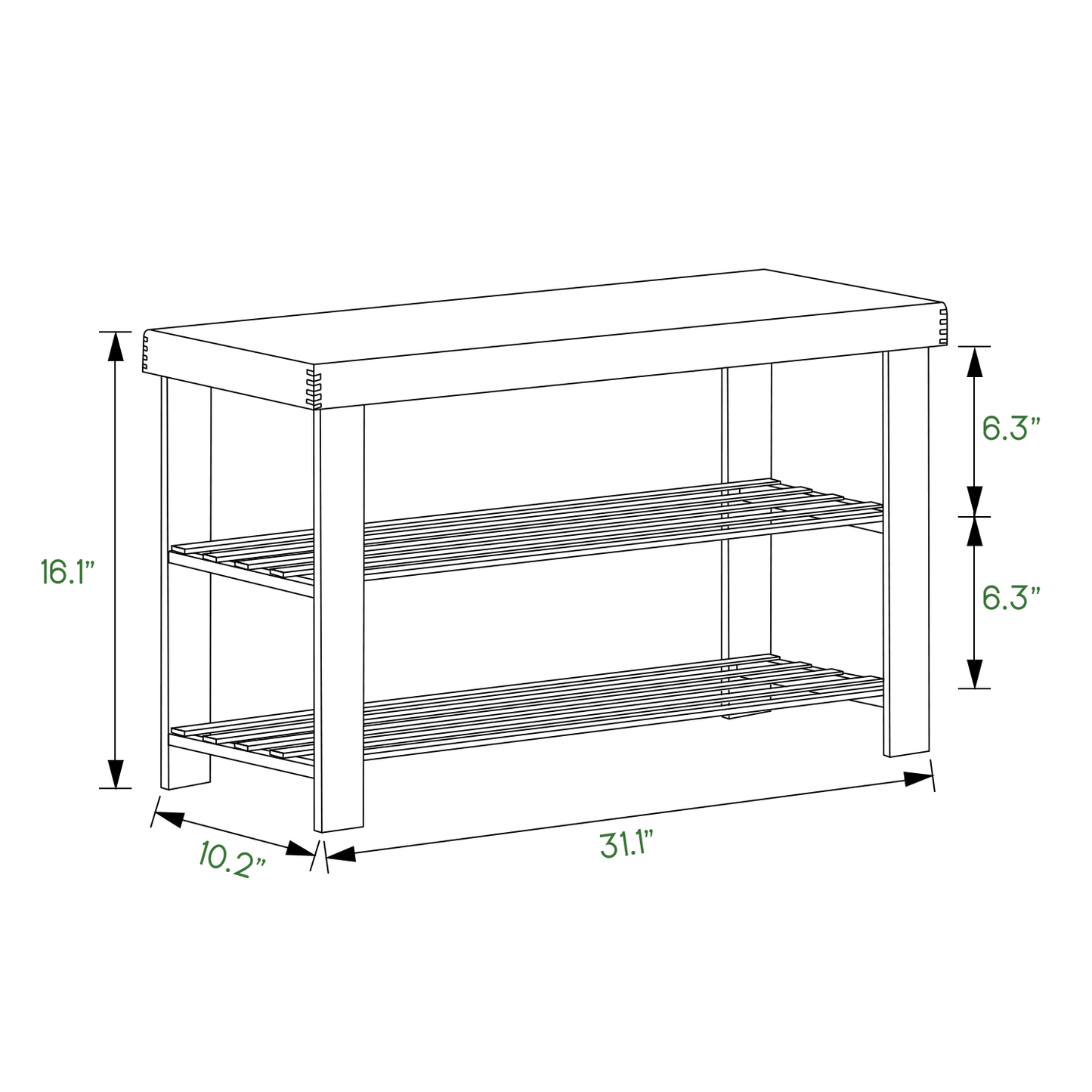 Shoe Rack Organizer - Changing Bench - 2 Tier - Brown