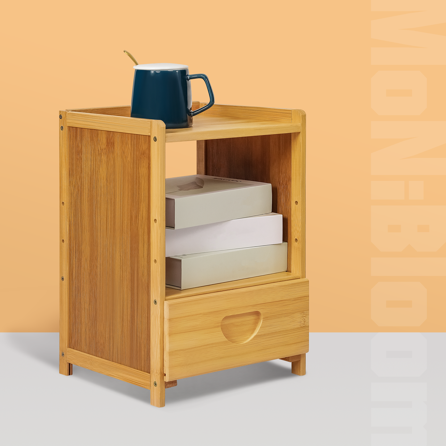 Bedside Cabinet Storage Shelf Nightstand - with Single Drawer