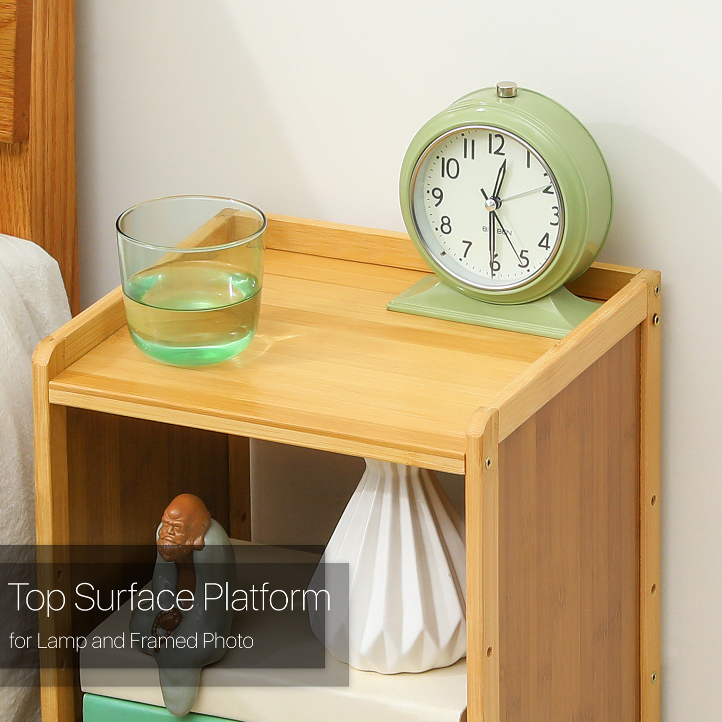 Bedside Cabinet Storage Shelf Nightstand - with Single Drawer