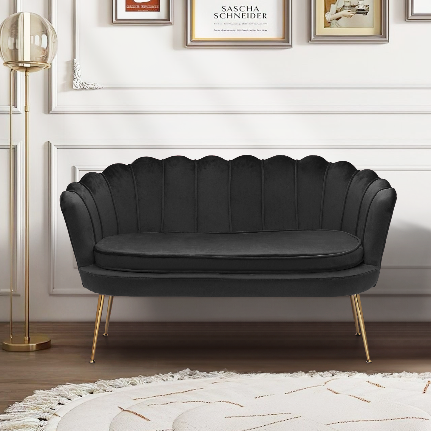 52" Velvet Tufted Upholstered Sofa Couch - Love Seat w/2 Pillows