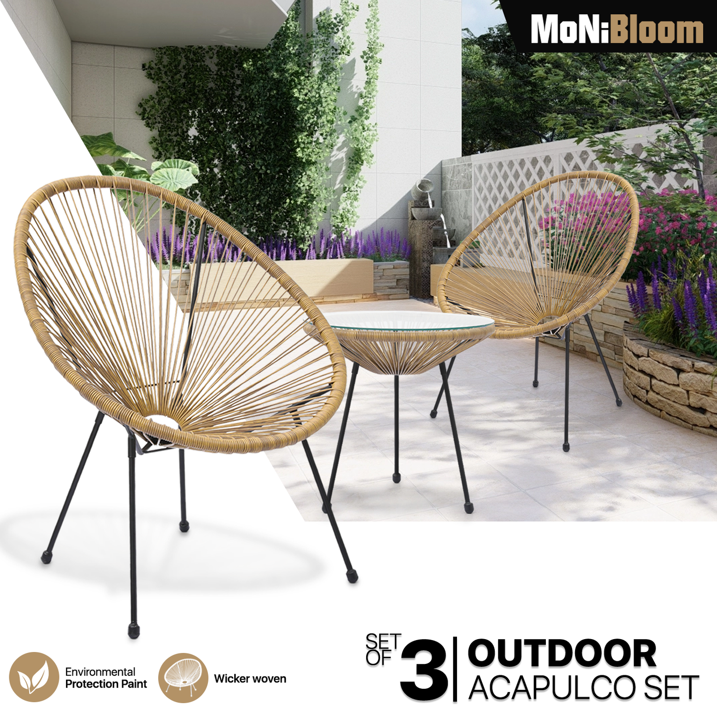 GARDEN PATIO SET-2 CHAIR 1 TABLE