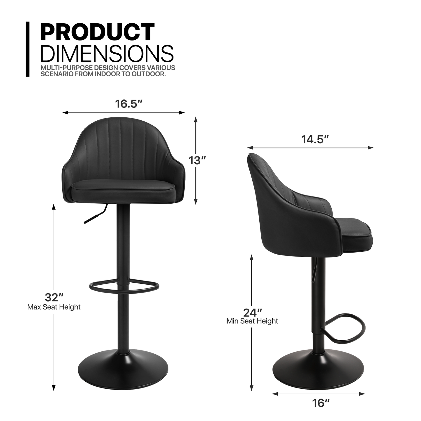 Strip Pattern Bar Stool w/Surrounded Seatback 2 Pcs
