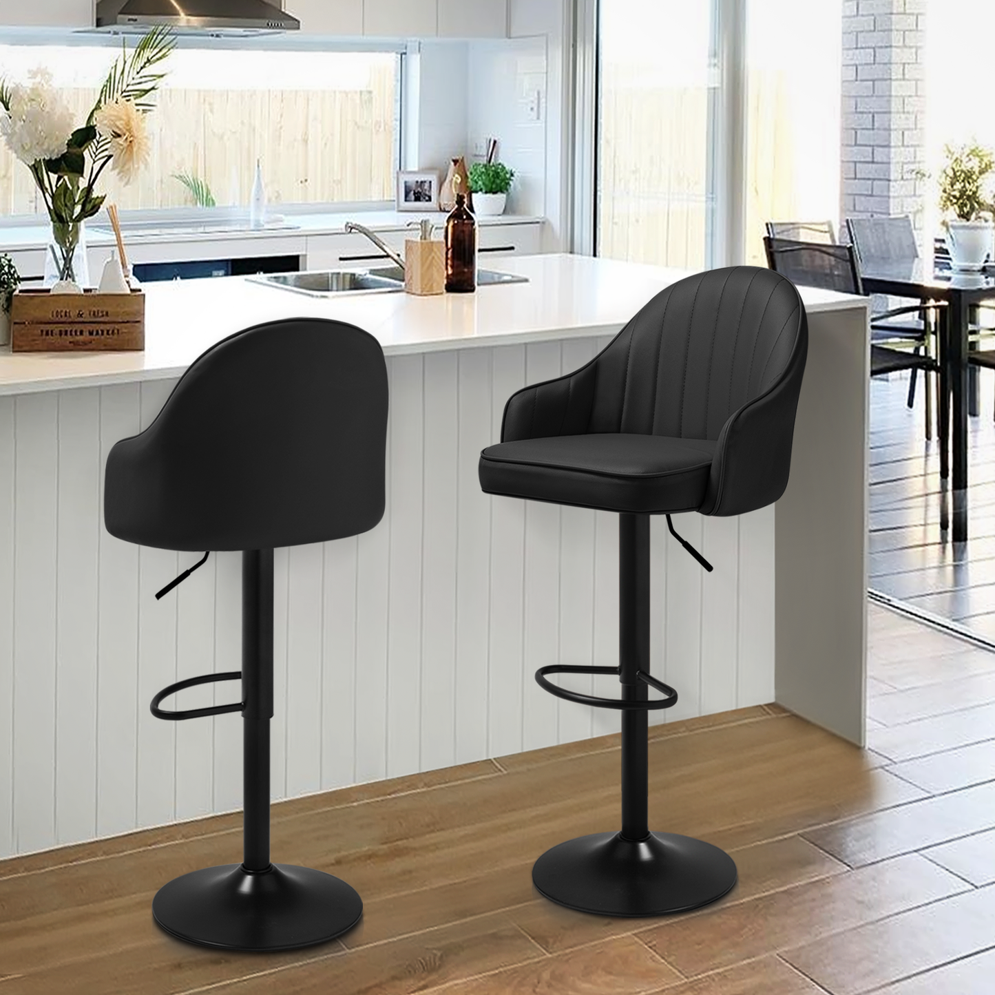 Strip Pattern Bar Stool w/Surrounded Seatback 2 Pcs