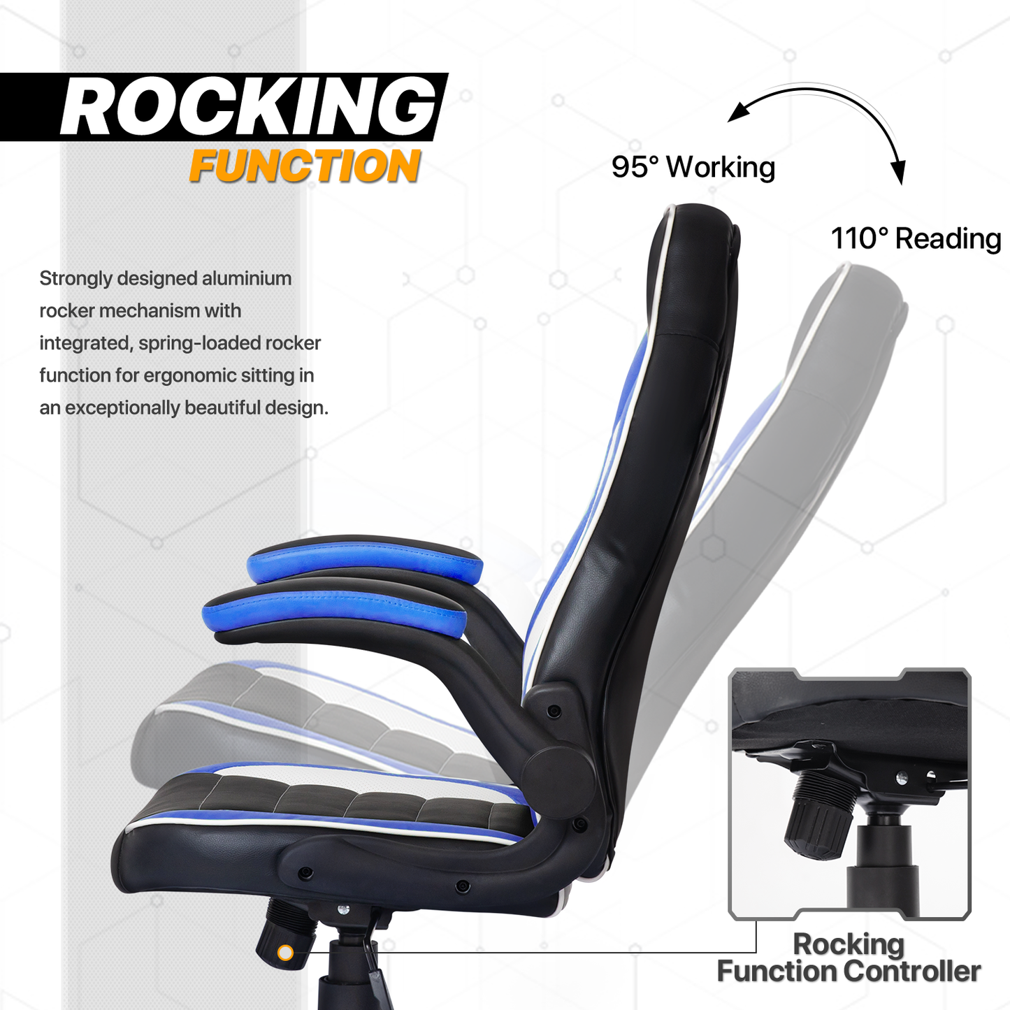 Two-Tone Racing Game Chair - 29" x 47" Studded Mat Set
