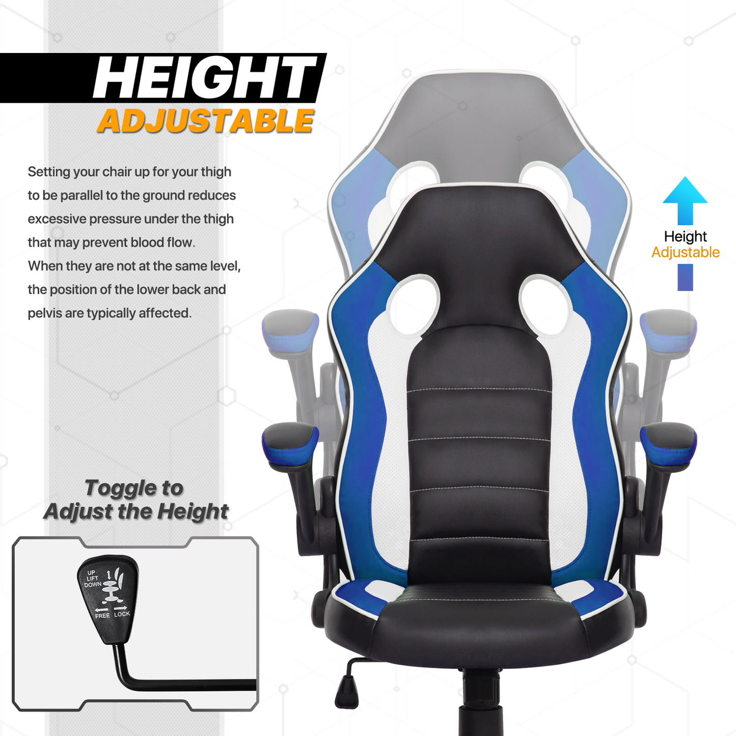 Two-Tone Racing Game Chair - 29" x 47" Studded Mat Set