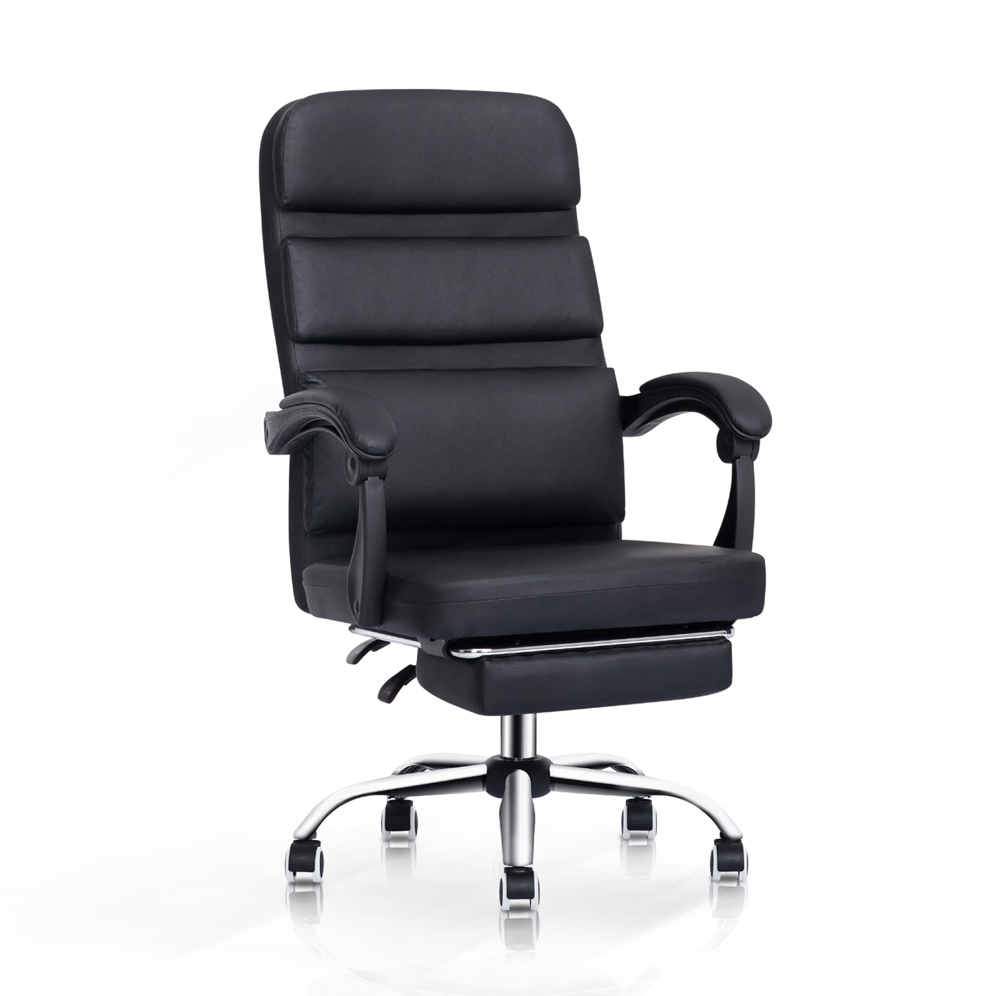 Faux Leather Fully Adjustable Executive Chair - Black - 29" x 47" Studded Mat Set
