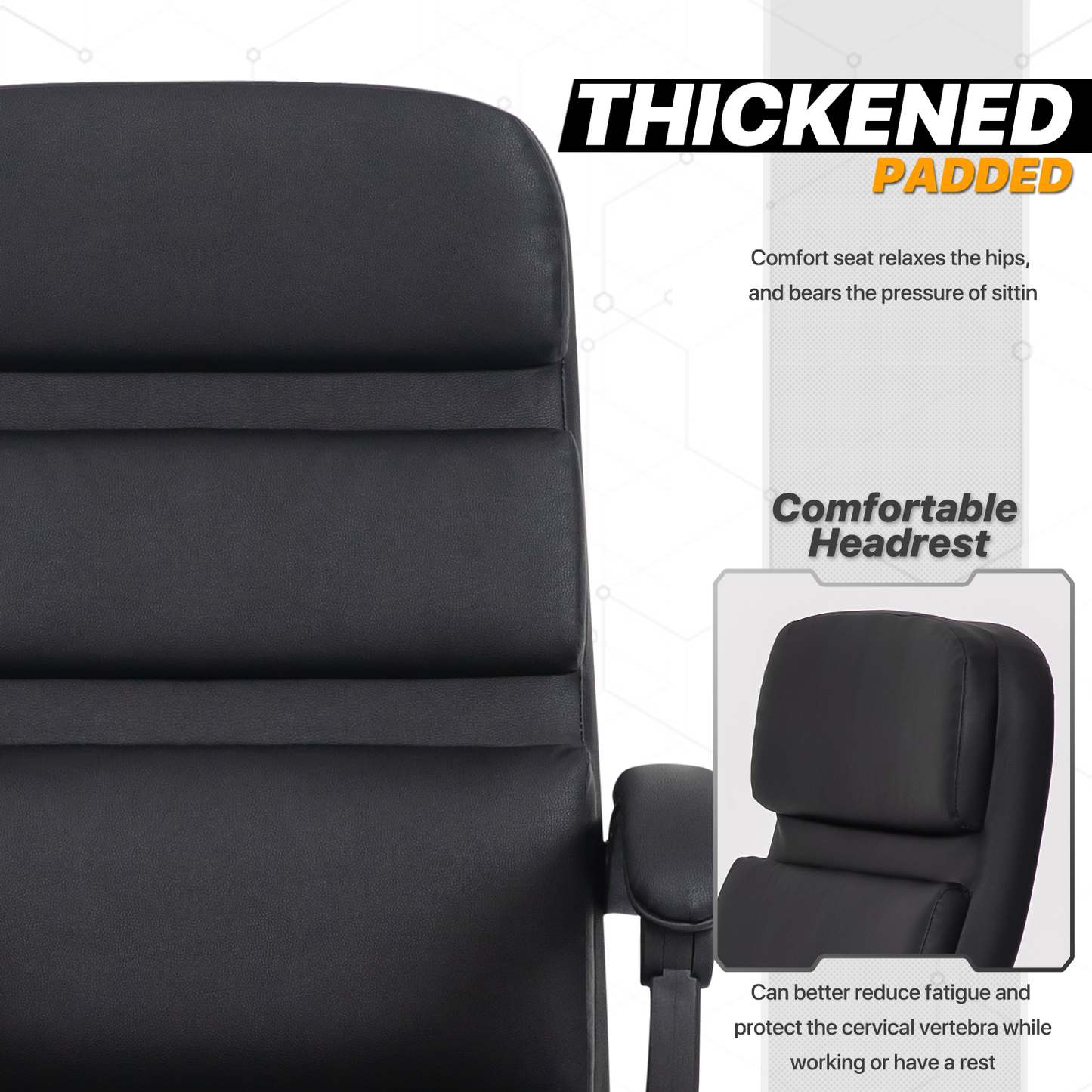 Faux Leather Fully Adjustable Executive Chair - Black - 29" x 47" Studded Mat Set