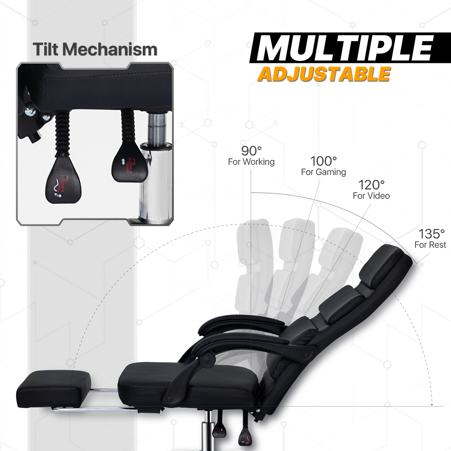 Faux Leather Fully Adjustable Executive Chair - Black - 29" x 47" Studded Mat Set