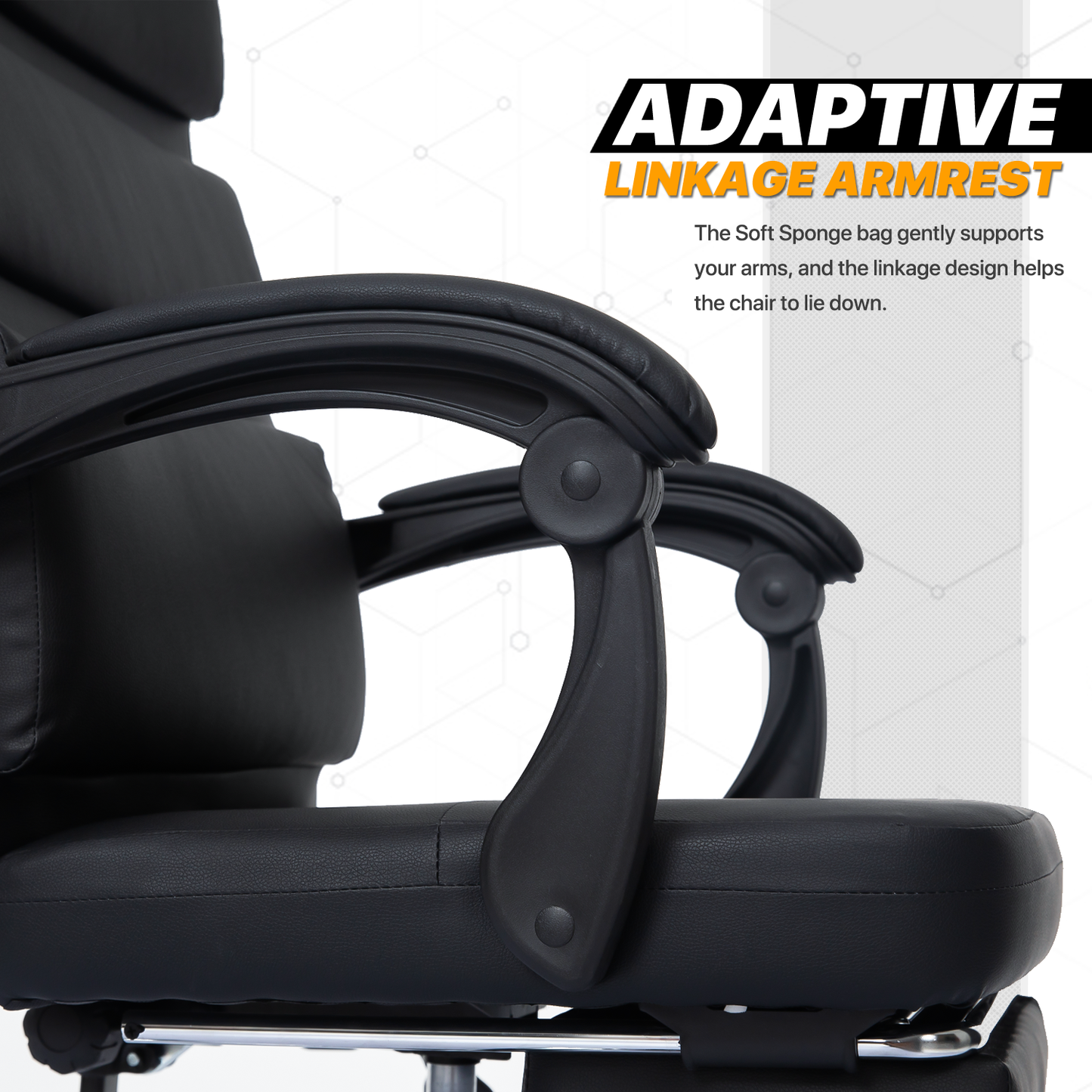 Faux Leather Fully Adjustable Executive Chair - Black - 29" x 47" Studded Mat Set
