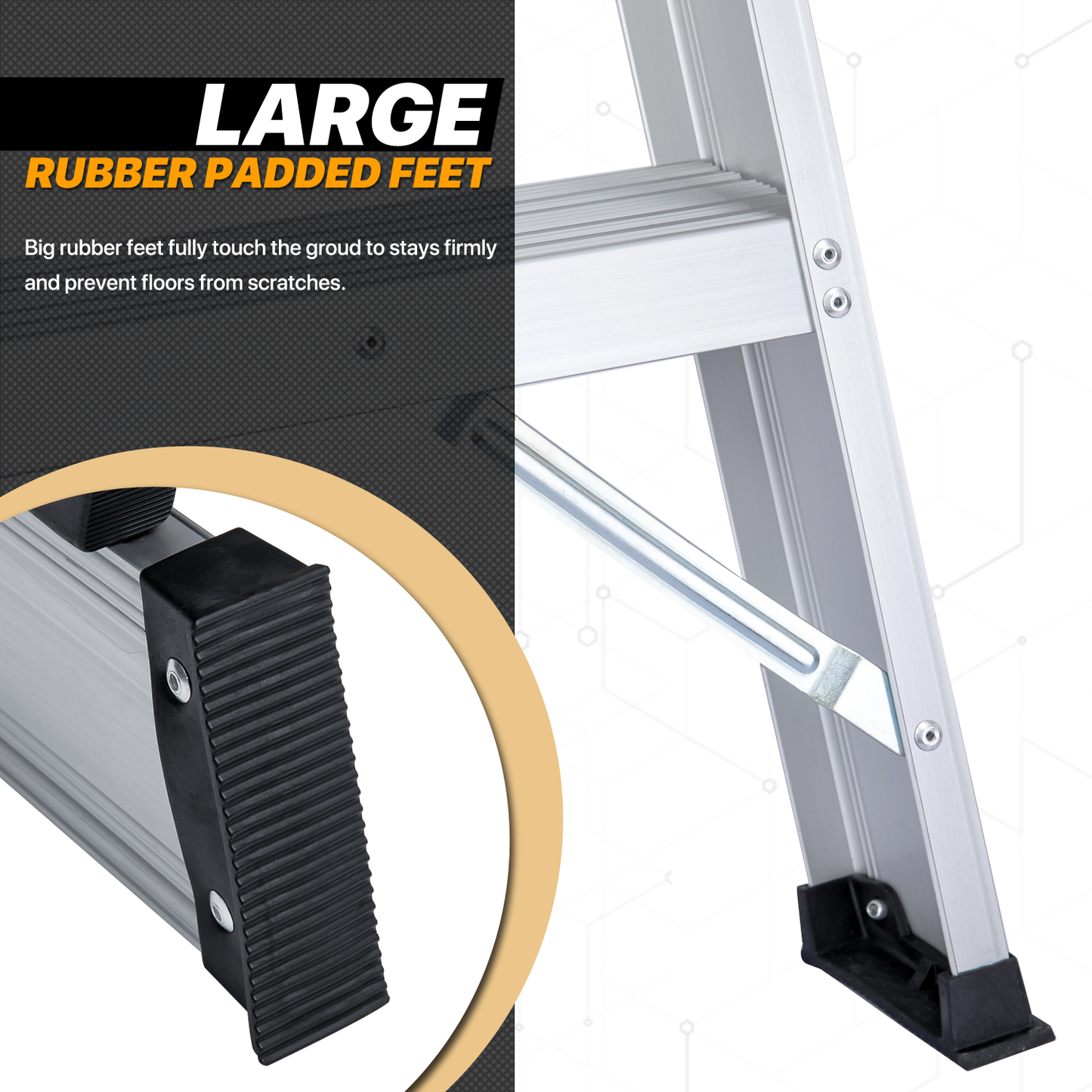 A-Frame Folding Ladder w/Tool Tray - 6 Steps 5.66 ft/67.9", Blue/Silver