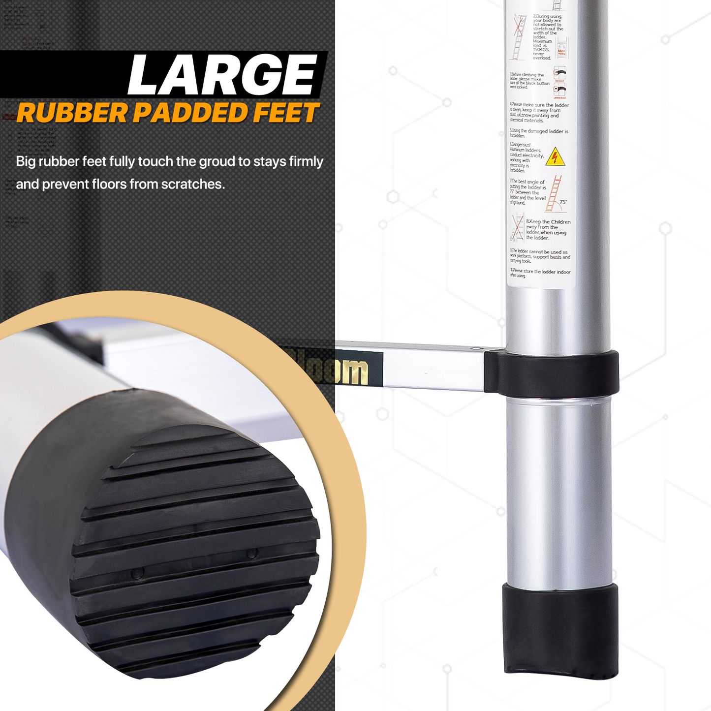 Telescoping Ladder - 11 Steps 10.58 ft/127.0", Black/Siiver
