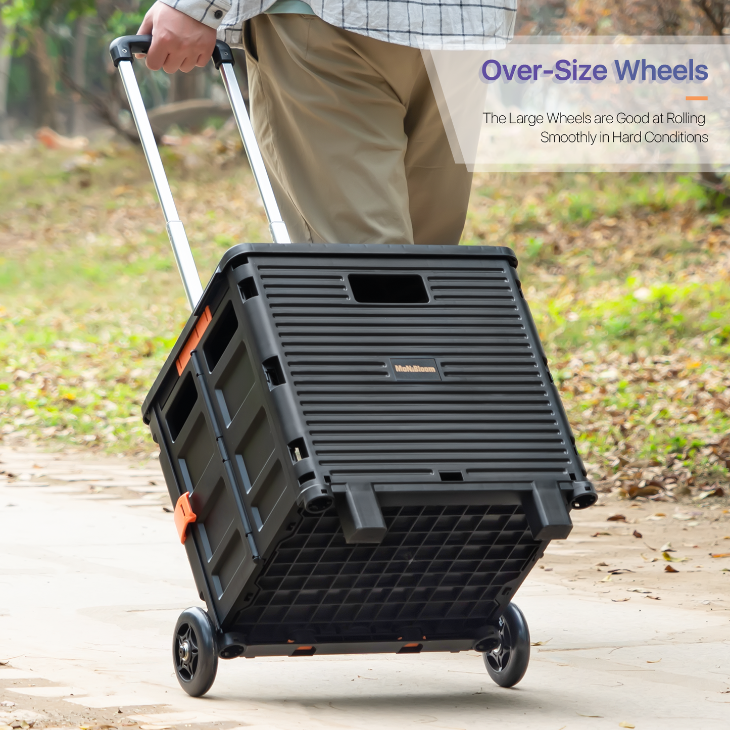 2-Wheeled Folding Shopping Cart w/Rubber Rear Caster - 55 Litre