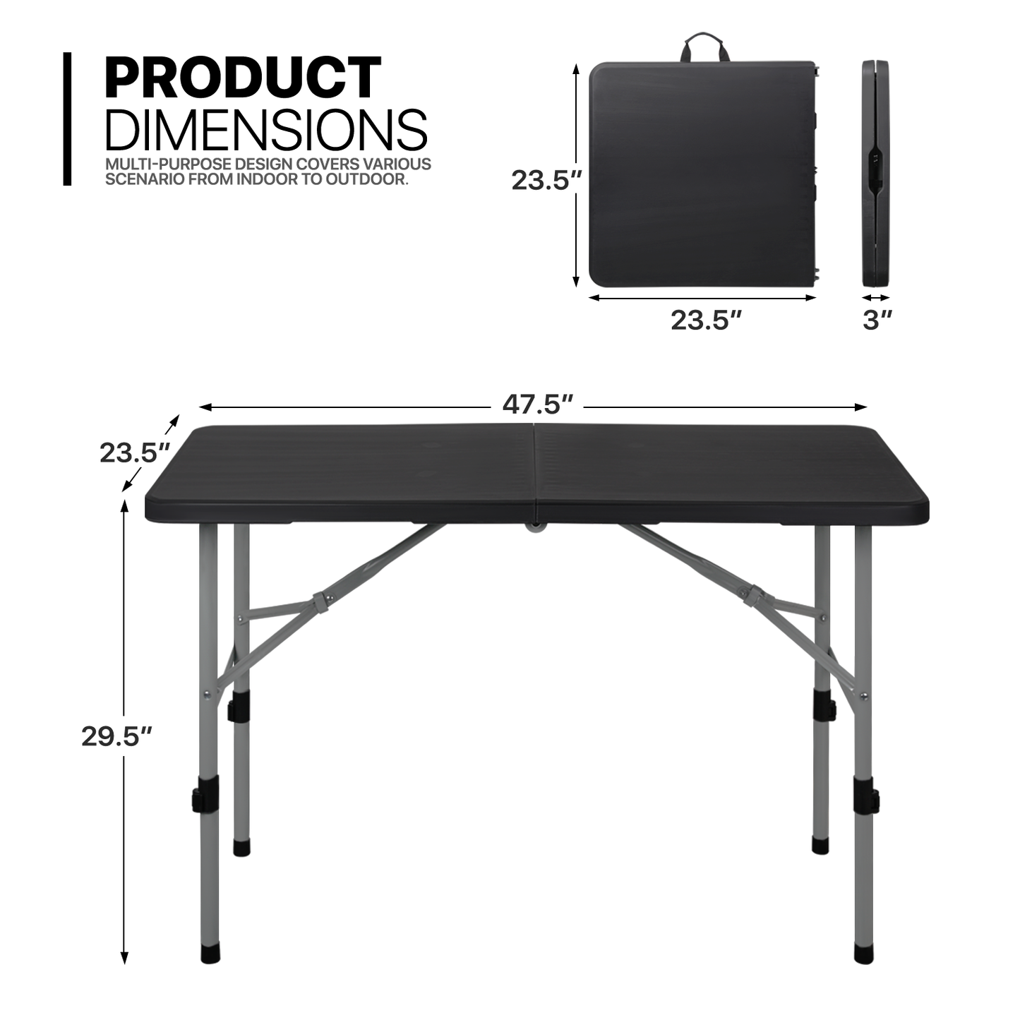 Rectangular 48" Foldable Table