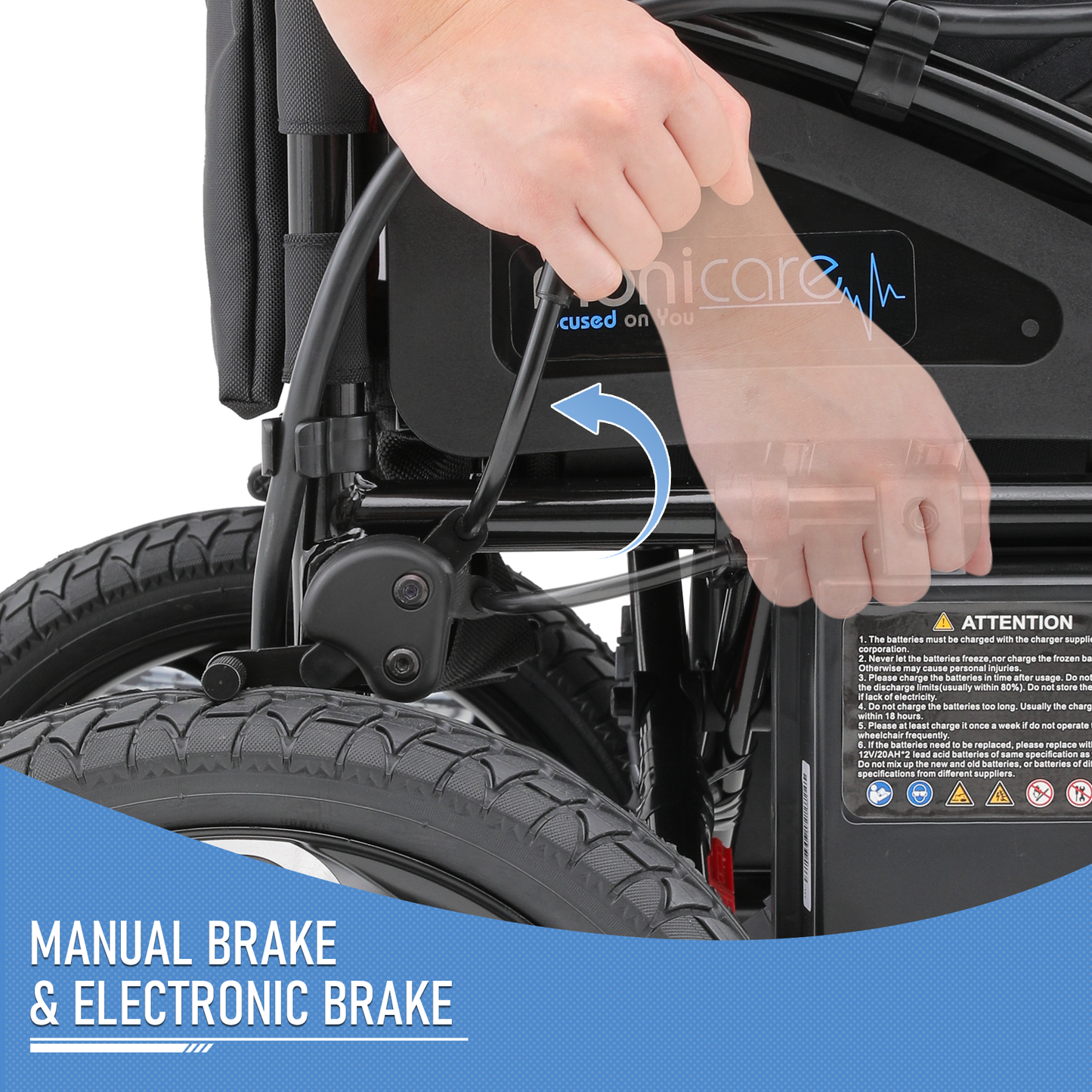 Foldable Electric Wheelchair - 12 Miles of Battery Life - Steel Frame Oxford Seat