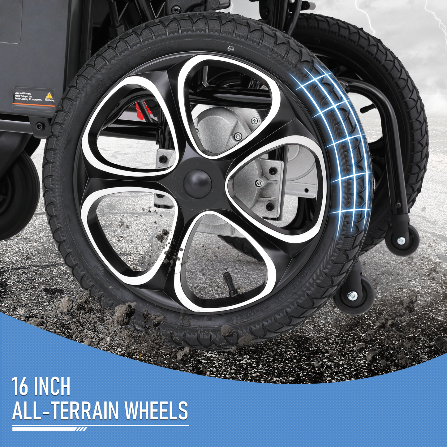 Foldable Electric Wheelchair - 12 Miles of Battery Life - Steel Frame Oxford Seat