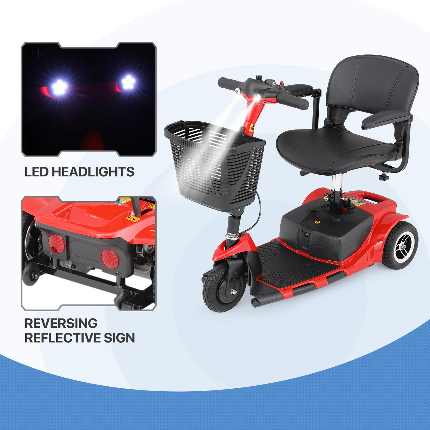 3-Wheels Mobility Scooter - 12 Miles of Battery Life - Adjustable Seat - Up to 3.8mph