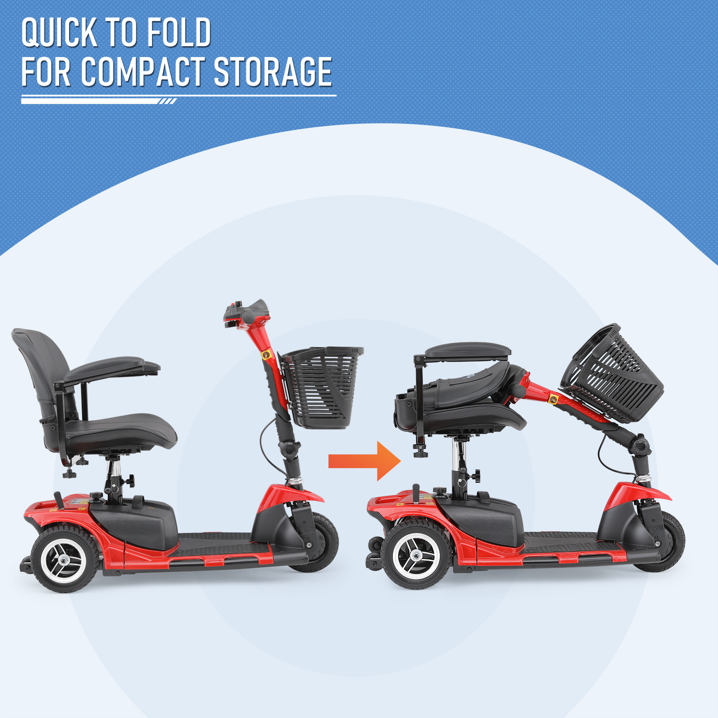 3-Wheels Mobility Scooter - 12 Miles of Battery Life - Adjustable Seat - Up to 3.8mph