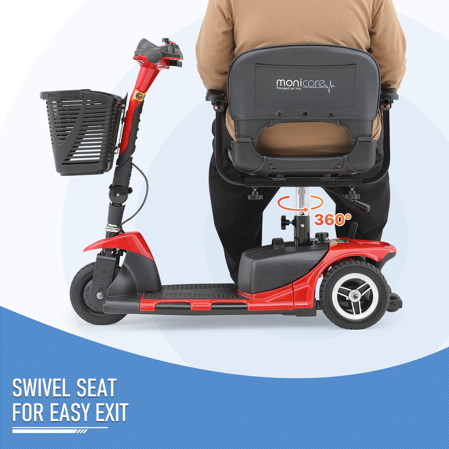 3-Wheels Mobility Scooter - 12 Miles of Battery Life - Adjustable Seat - Up to 3.8mph