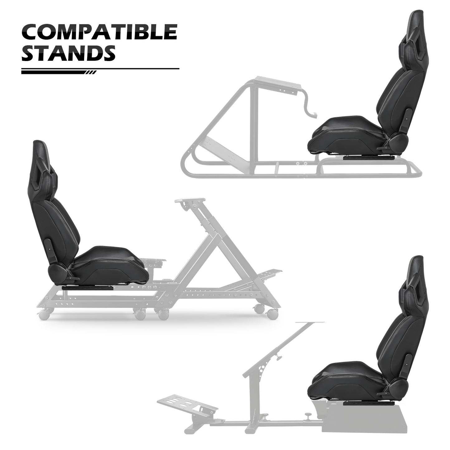 PU leather Gaming Seat - Black - For Racing Simulator