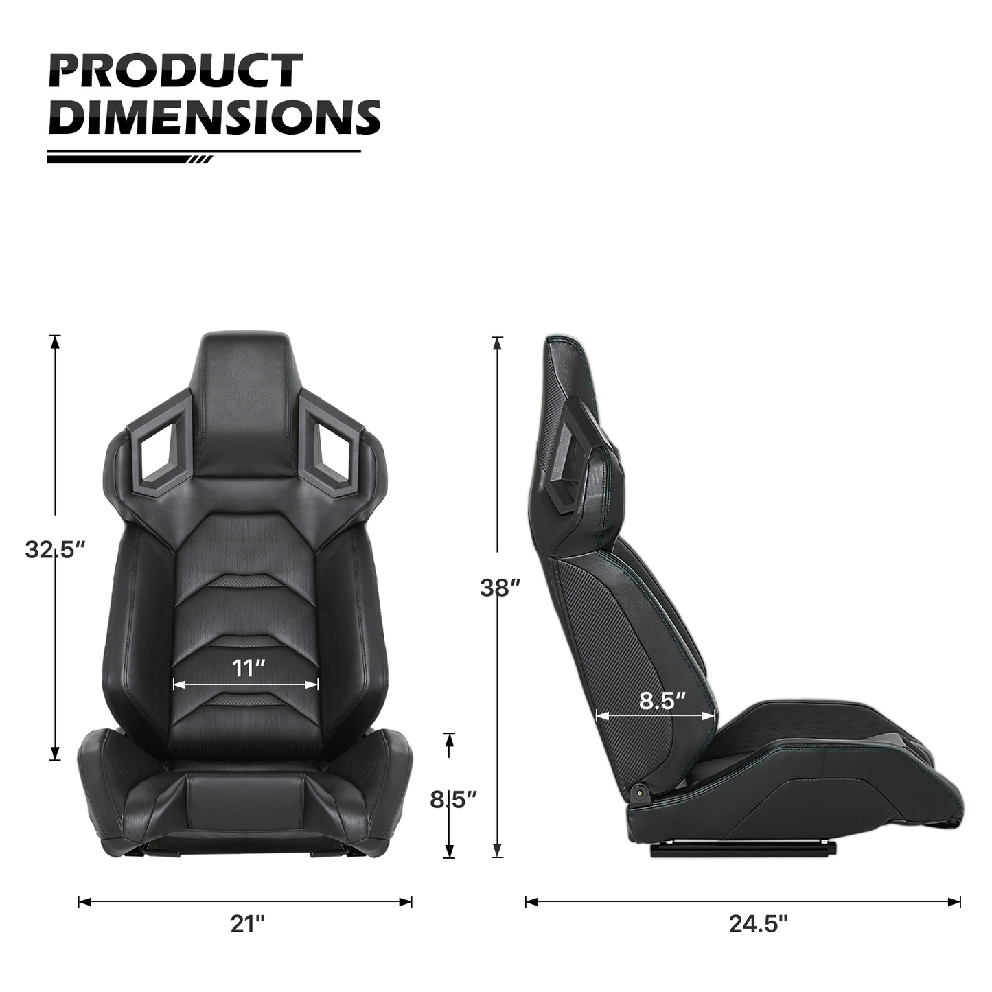 PU leather Gaming Seat - Black - For Racing Simulator