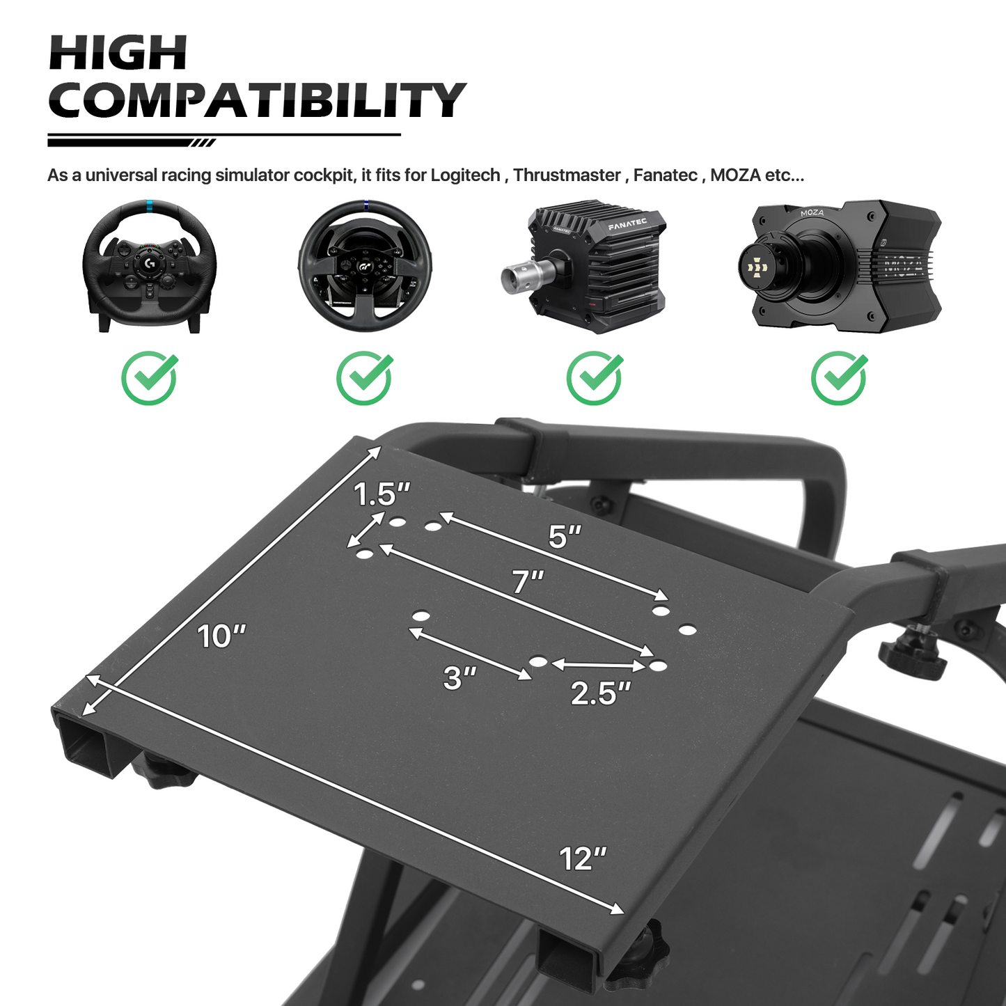 Racing Simulator Cockpit Wheel Stand with TV Mount Stand