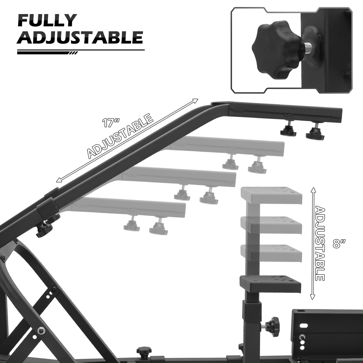 Racing Simulator Cockpit Wheel Stand with TV Mount Stand