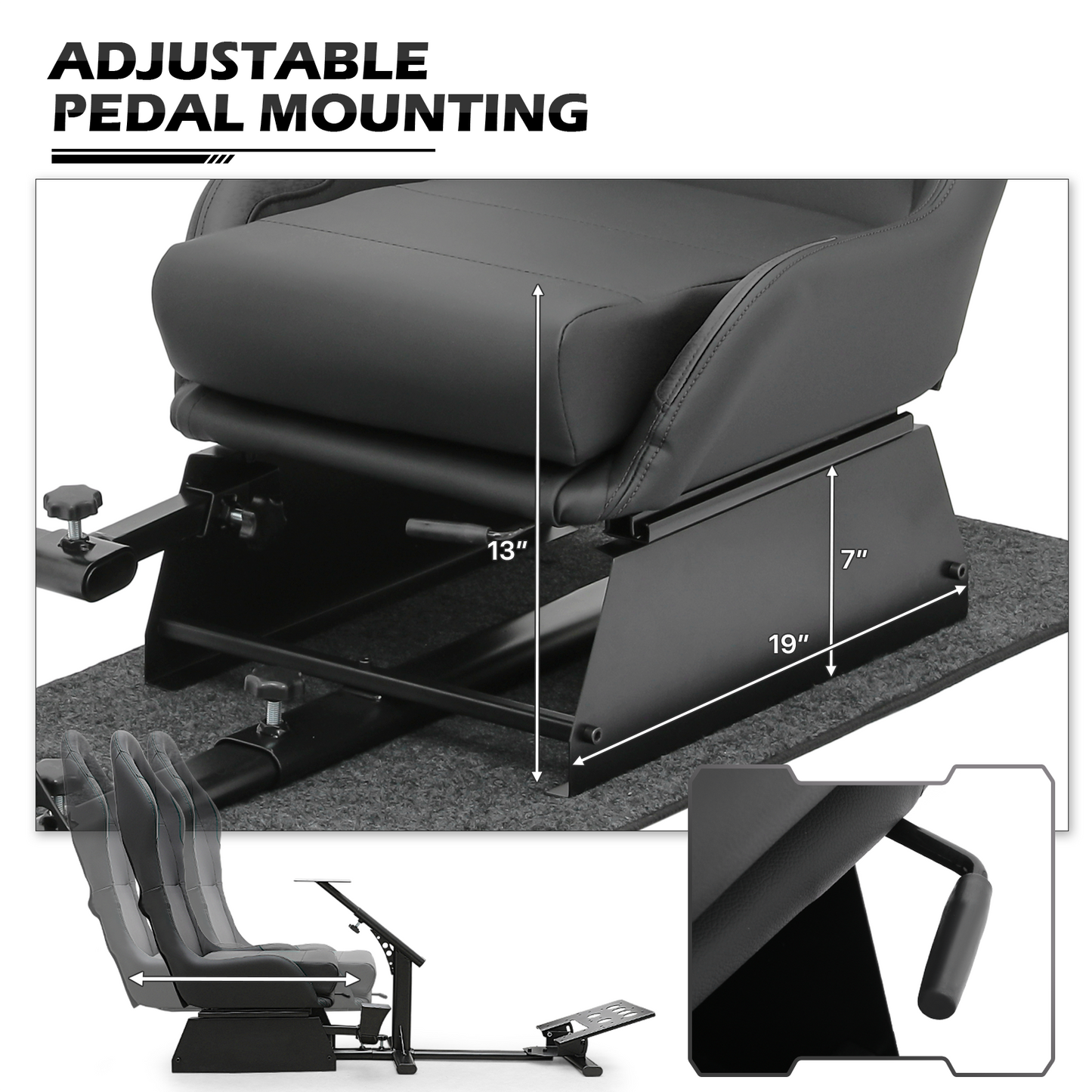 Racing Simulator Cockpi - Adjustable Gaming Seat - Black