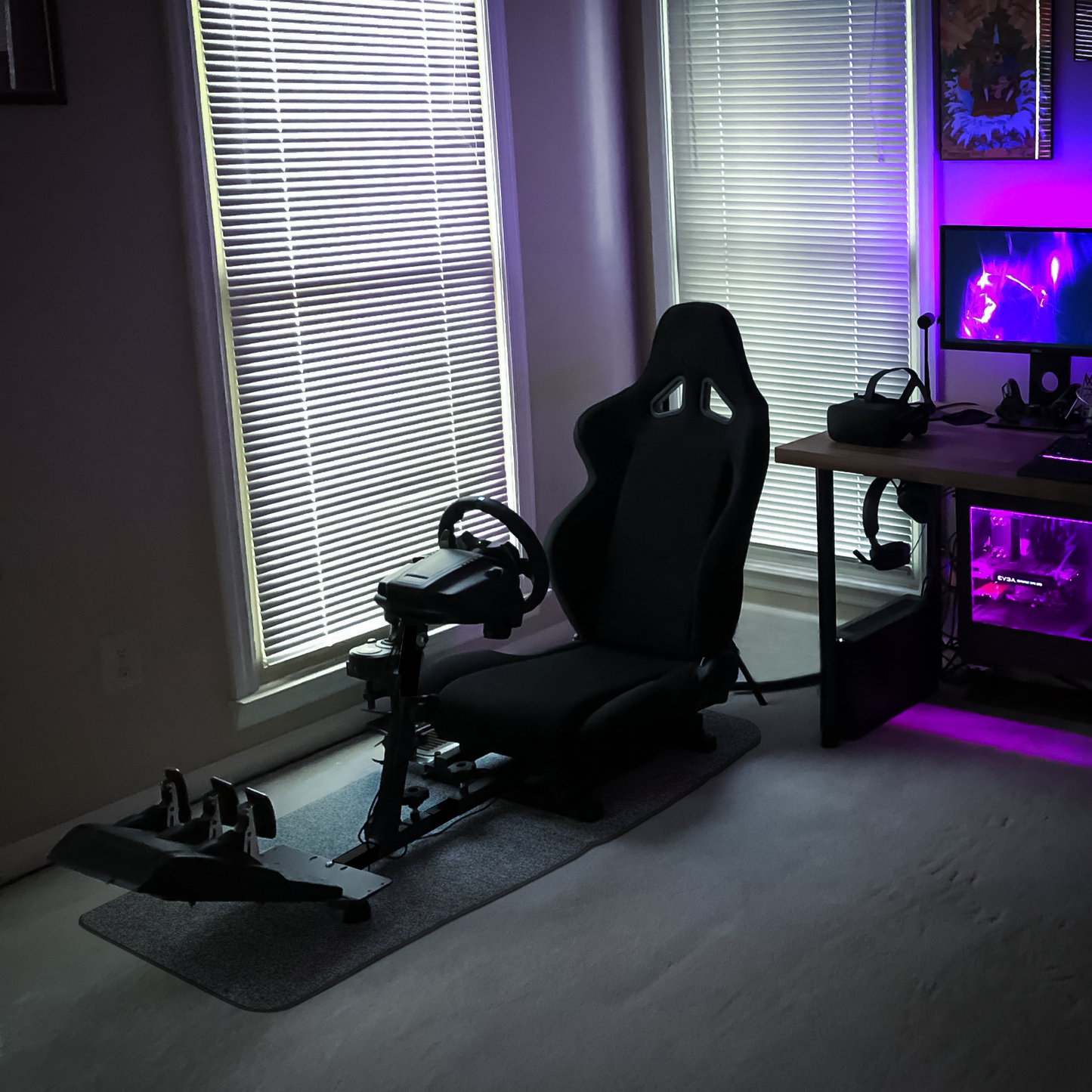 Racing Simulator Cockpi - Adjustable Gaming Seat - Black